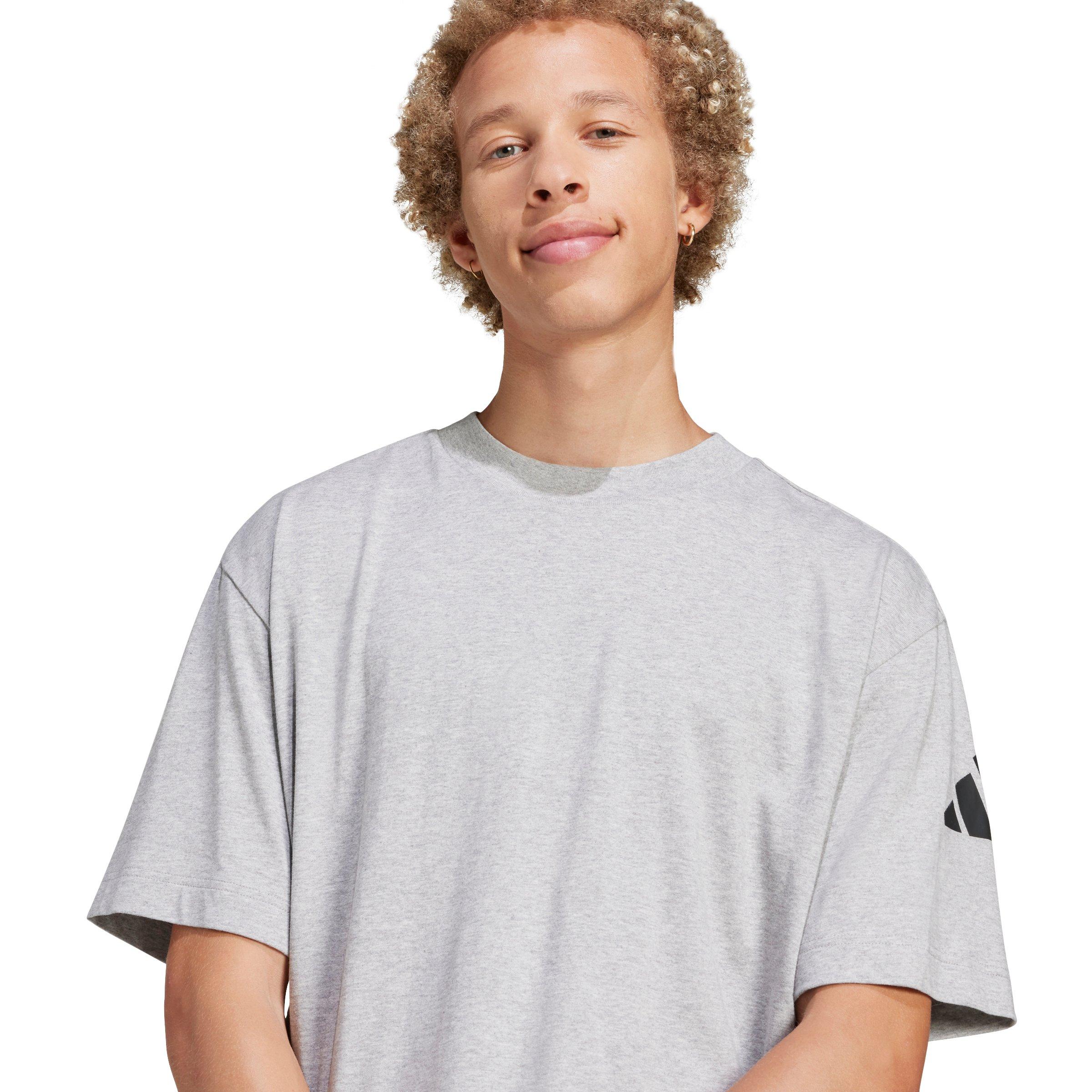 adidas Men's Essentials Loose Fit 3 Bar Logo T-Shirt - Grey/Black - GREY/BLACK Thumbnail View 3