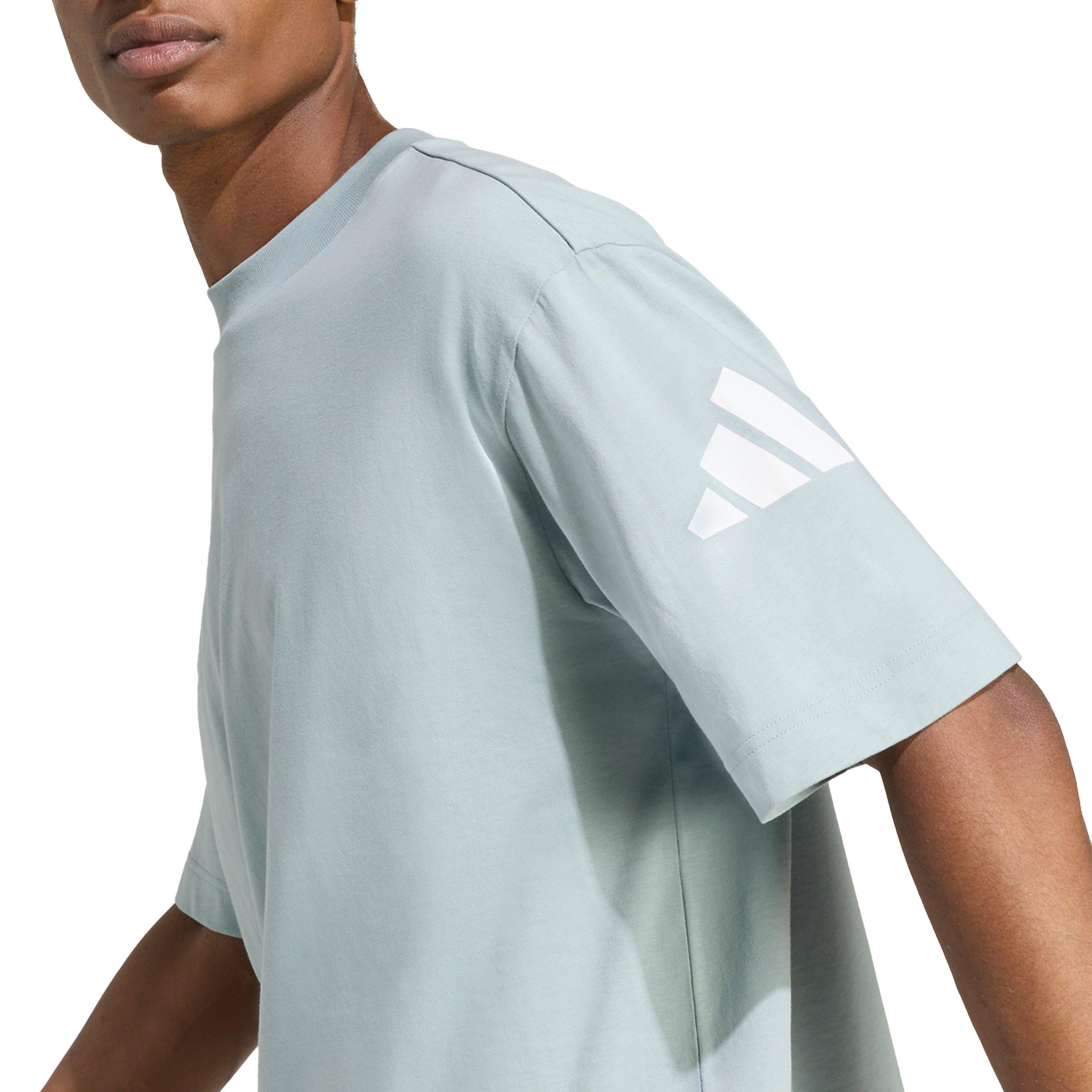 adidas Men's Essentials Loose Fit 3 Bar Logo T-Shirt - Green/White - GREEN/WHITE Thumbnail View 3