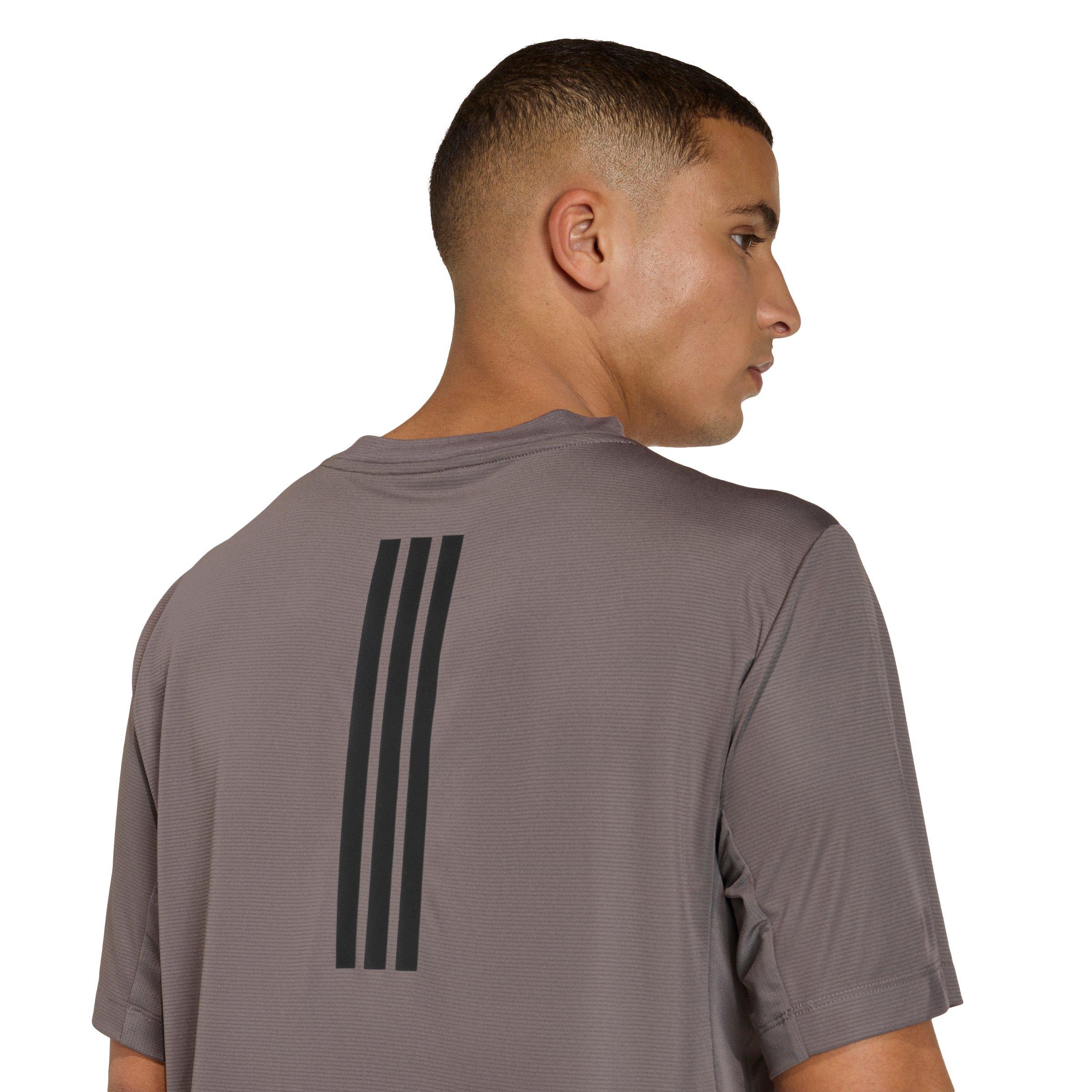 adidas Men's D4T PrimeLift 3 Stripes T-Shirt - Charcoal - CHARCOAL Thumbnail View 4