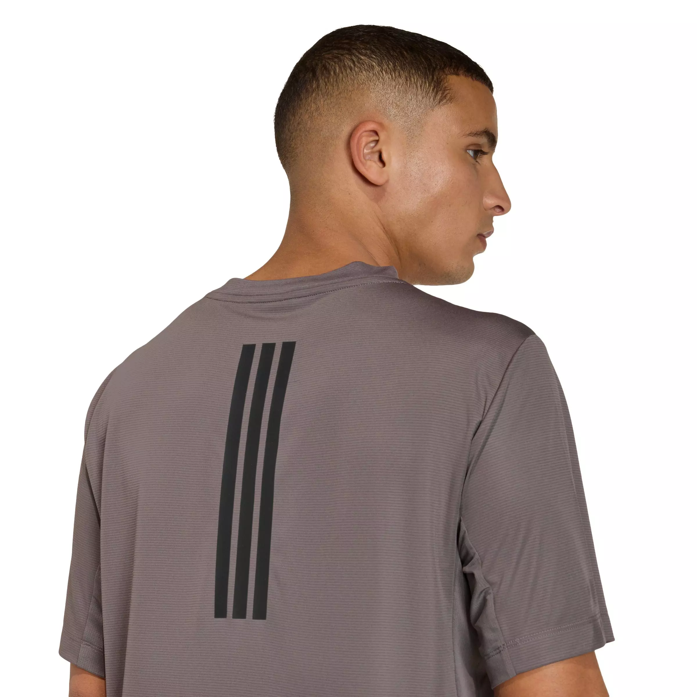 adidas Men's D4T PrimeLift 3 Stripes T-Shirt - Charcoal - CHARCOAL