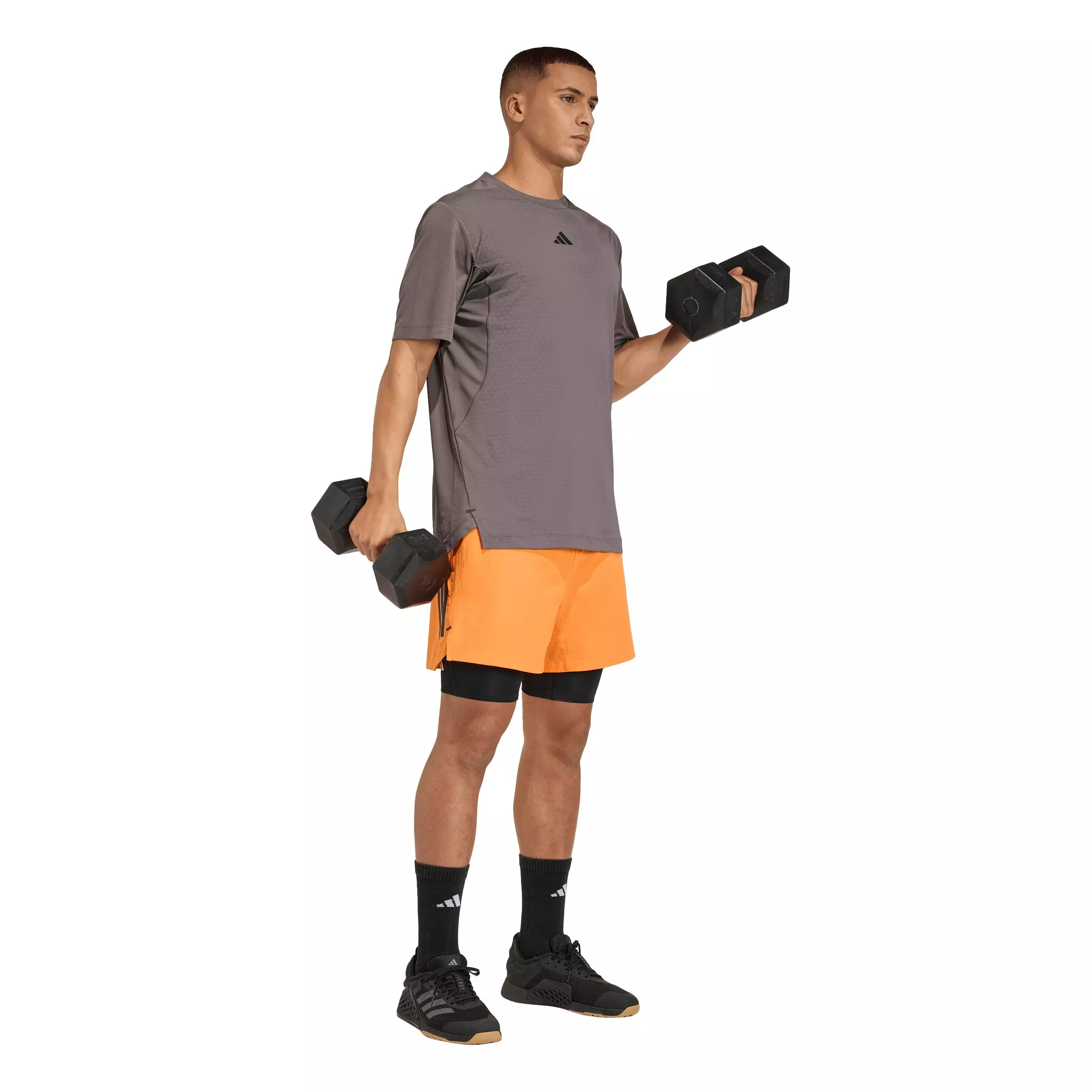 adidas Men's D4T PrimeLift 3 Stripes T-Shirt - Charcoal - CHARCOAL