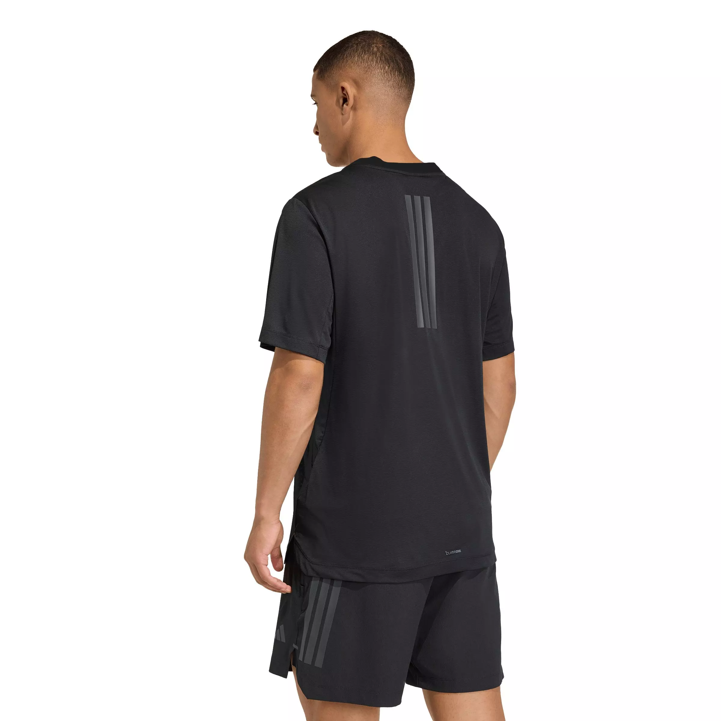 adidas Men's D4T PrimeLift 3 Stripes T-Shirt - Black - BLACK