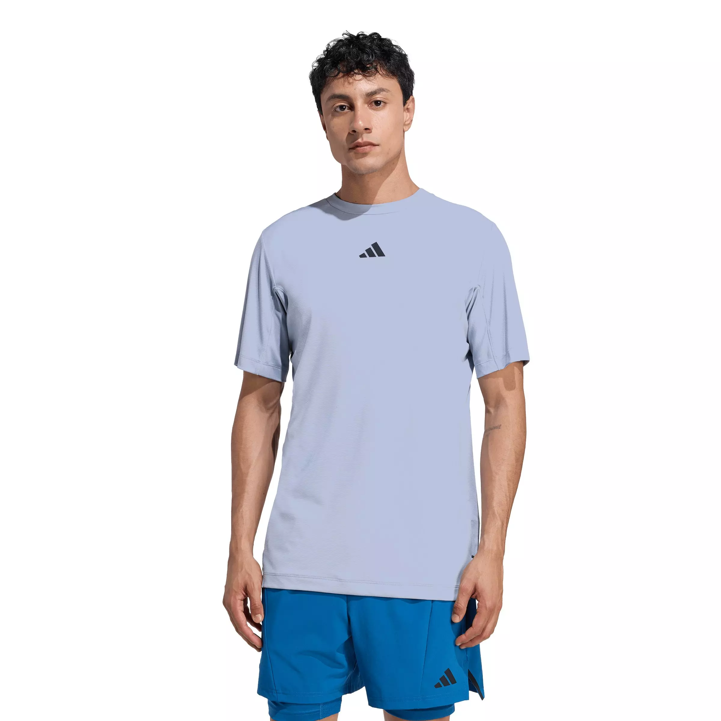 adidas Men's D4T PrimeLift 3 Stripes T-Shirt - Silver - SILVER