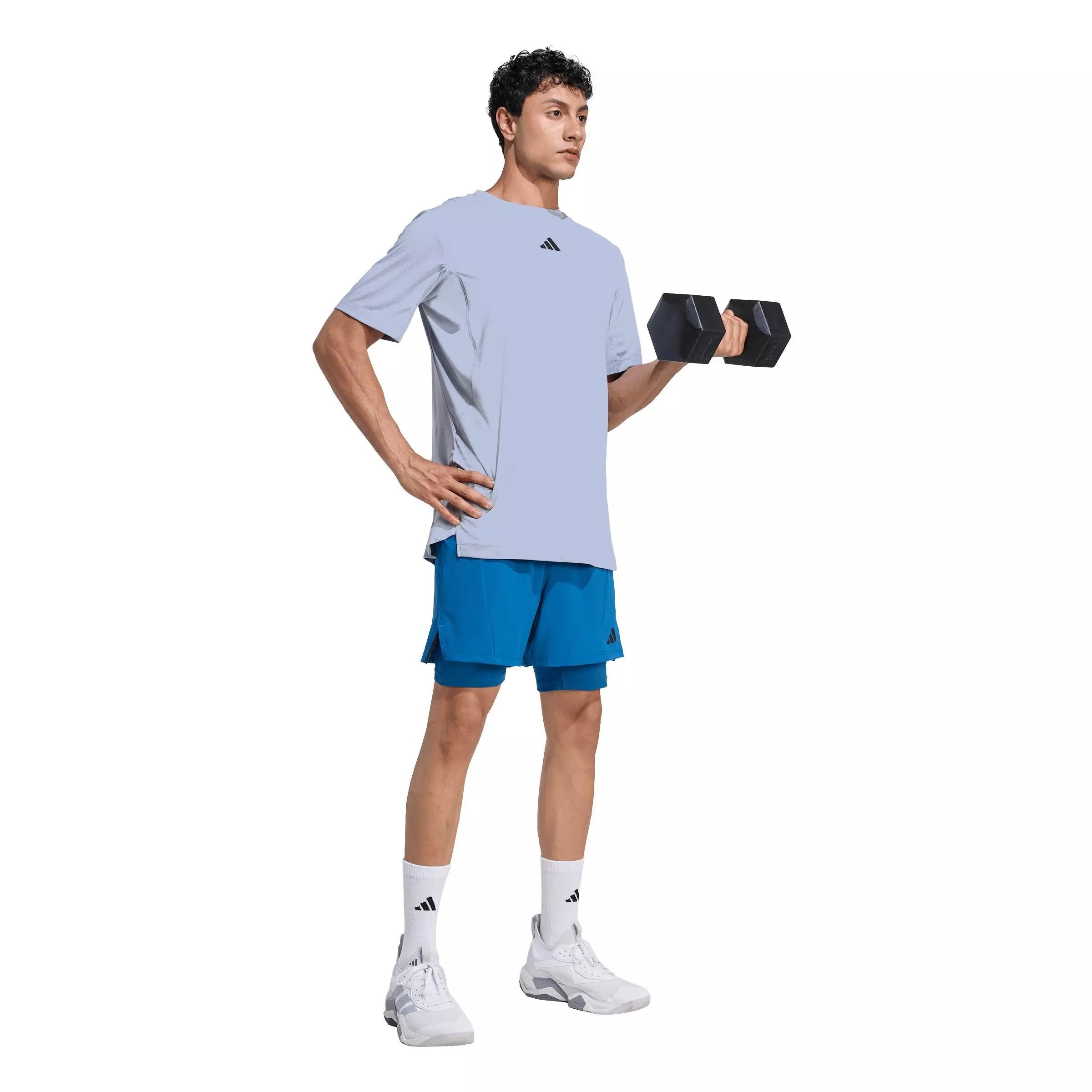 adidas Men's D4T PrimeLift 3 Stripes T-Shirt - Silver - SILVER