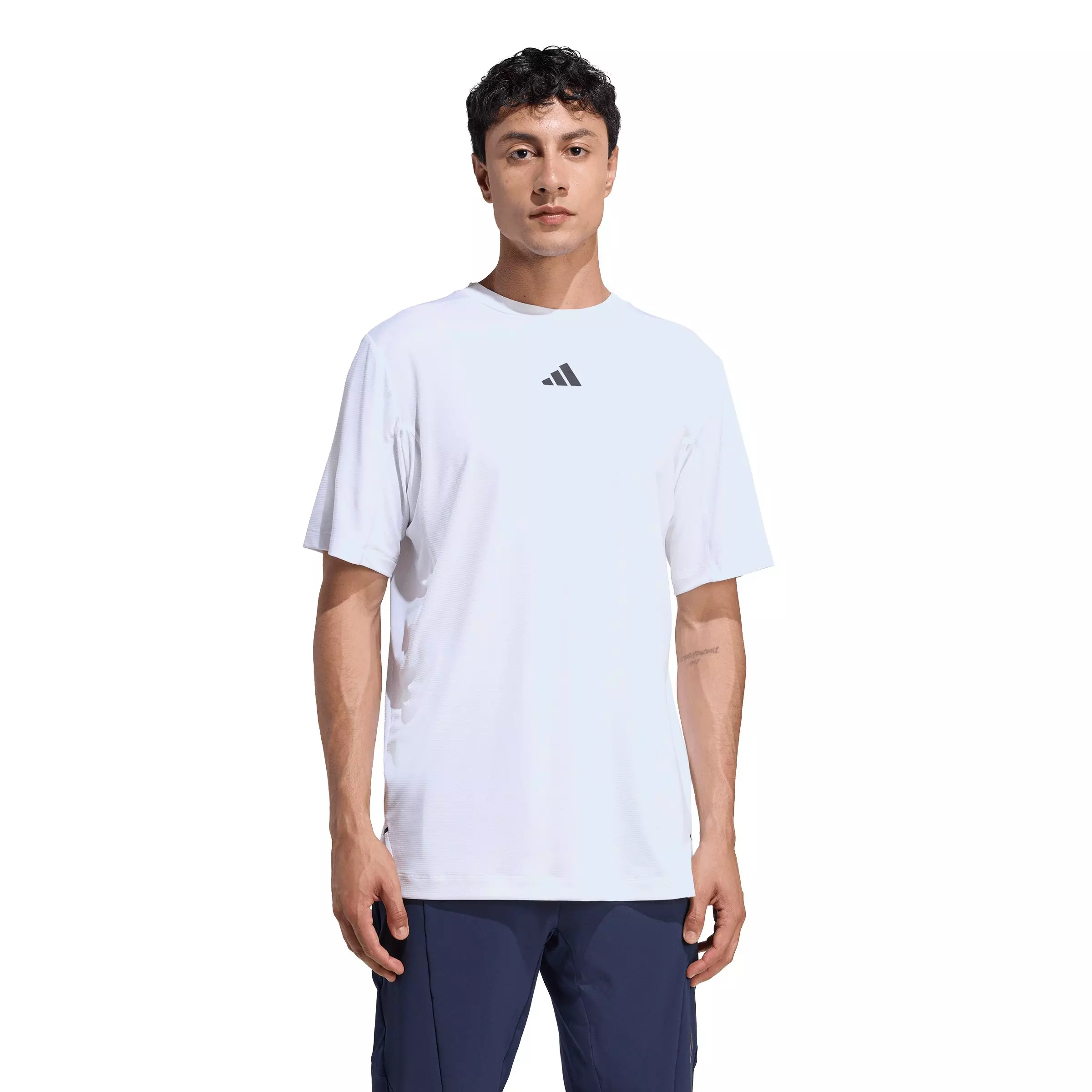 adidas Men's D4T PrimeLift 3 Stripes T-Shirt - White - WHITE
