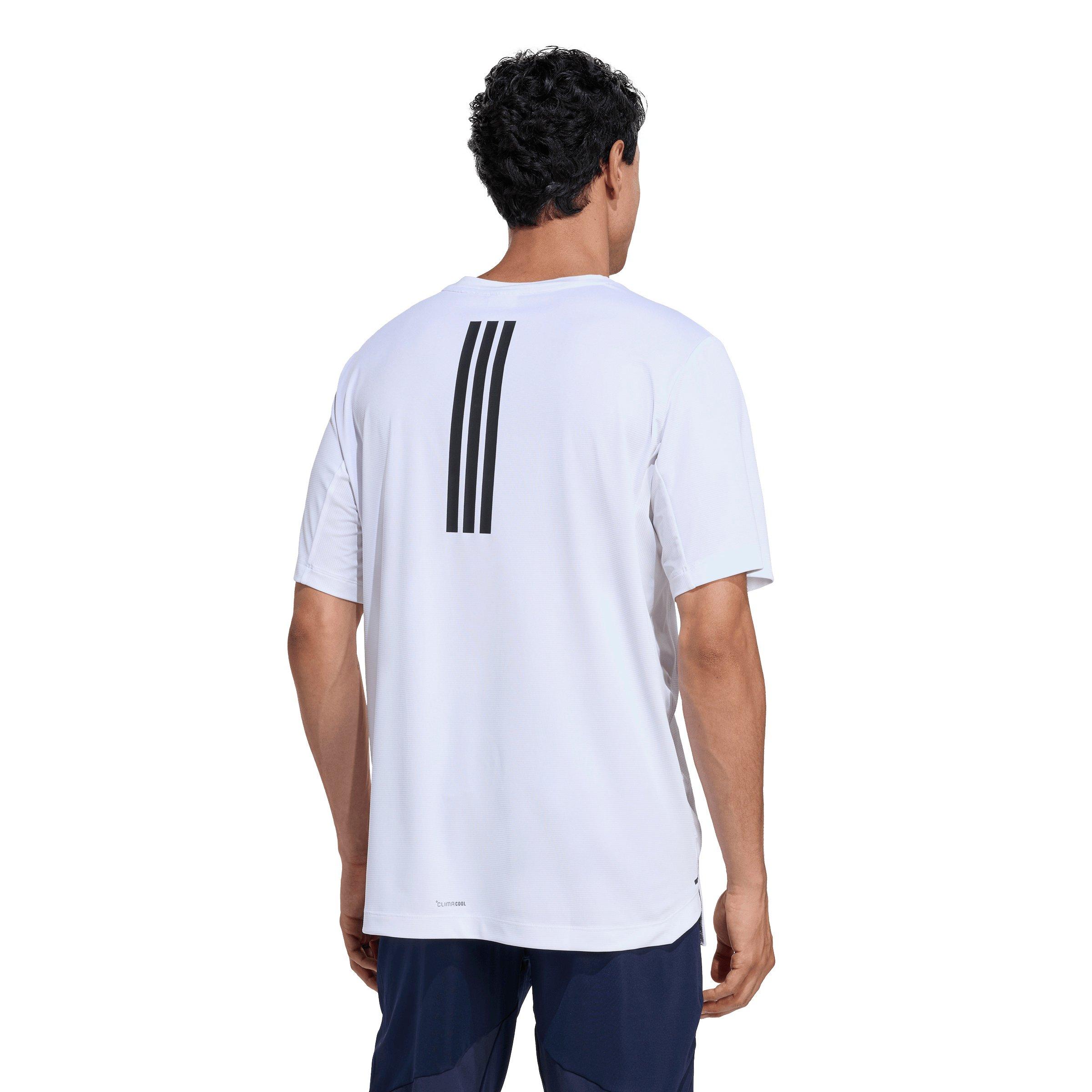 adidas Men's D4T PrimeLift 3 Stripes T-Shirt - White - WHITE Thumbnail View 2