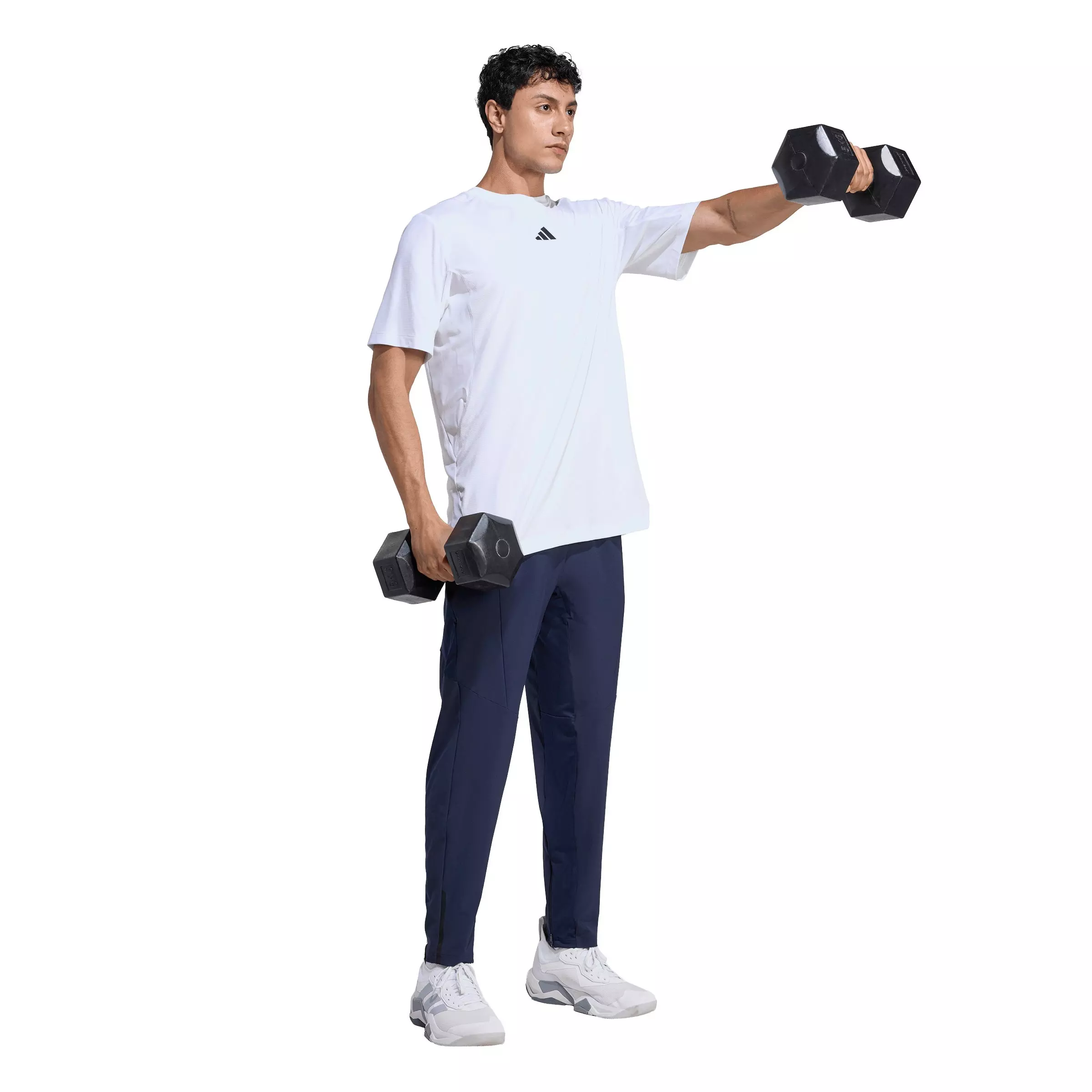 adidas Men's D4T PrimeLift 3 Stripes T-Shirt - White - WHITE