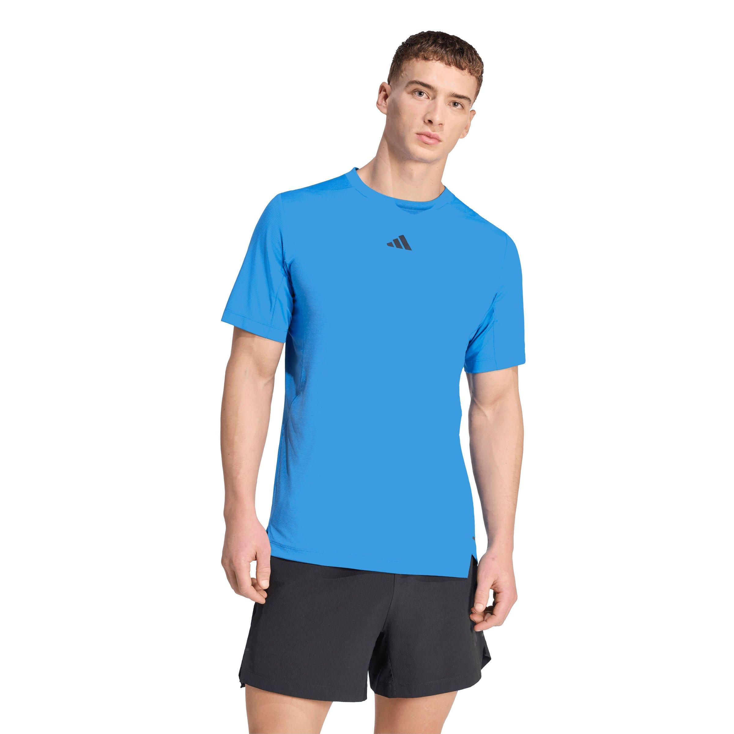 adidas Men's D4T PrimeLift 3 Stripes T-Shirt - Blue - BLUE Thumbnail View 1