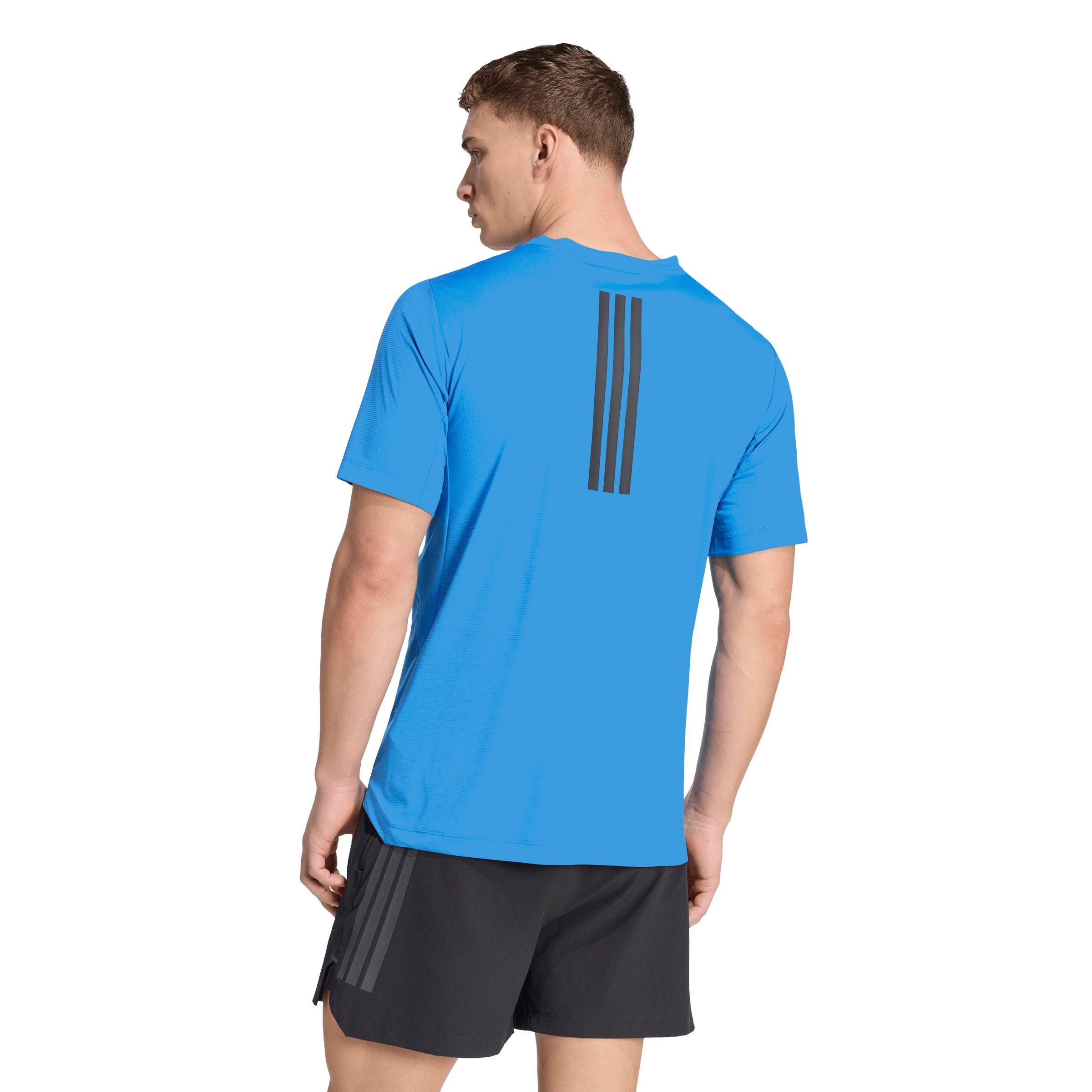 adidas Men's D4T PrimeLift 3 Stripes T-Shirt - Blue - BLUE Thumbnail View 2
