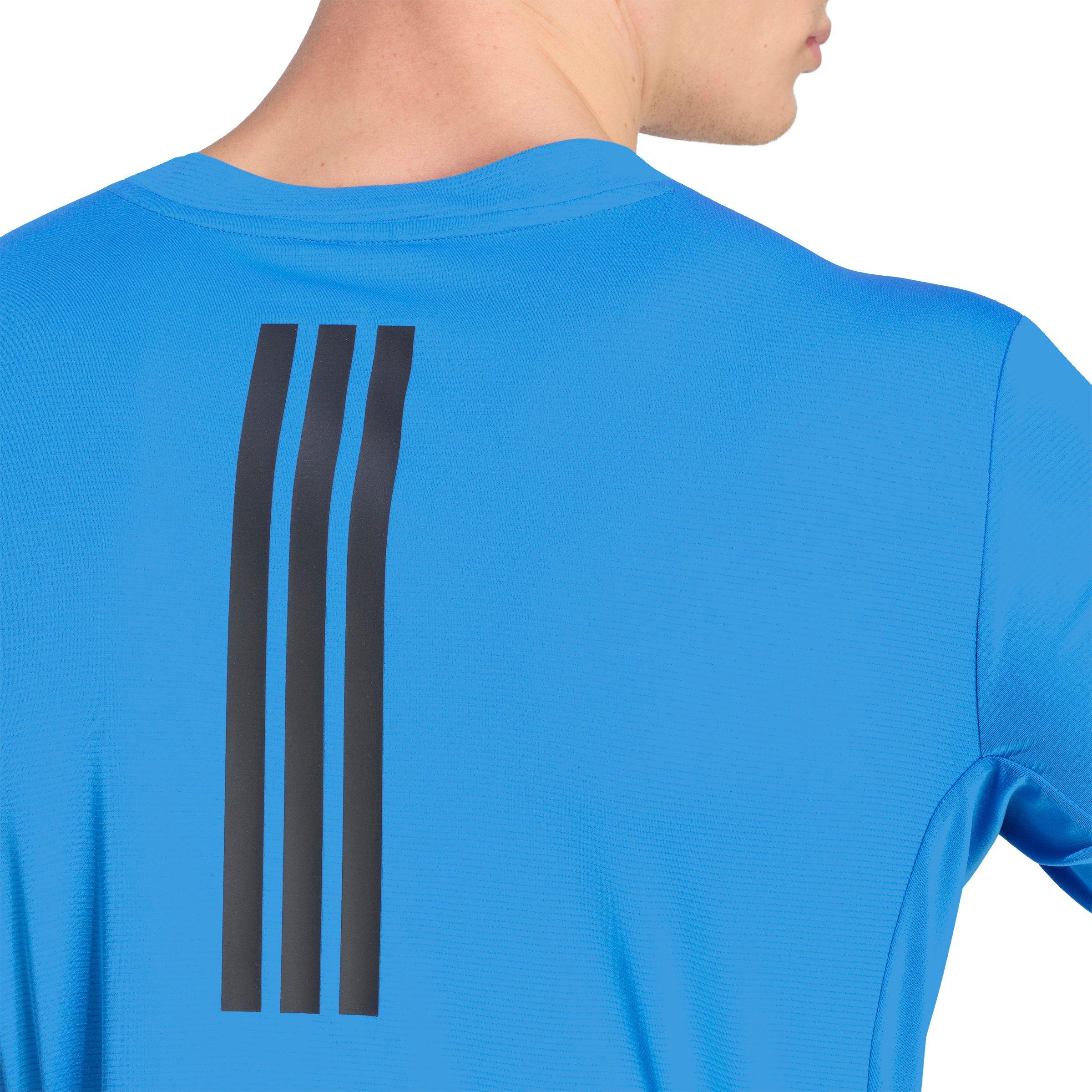 adidas Men's D4T PrimeLift 3 Stripes T-Shirt - Blue - BLUE Thumbnail View 4