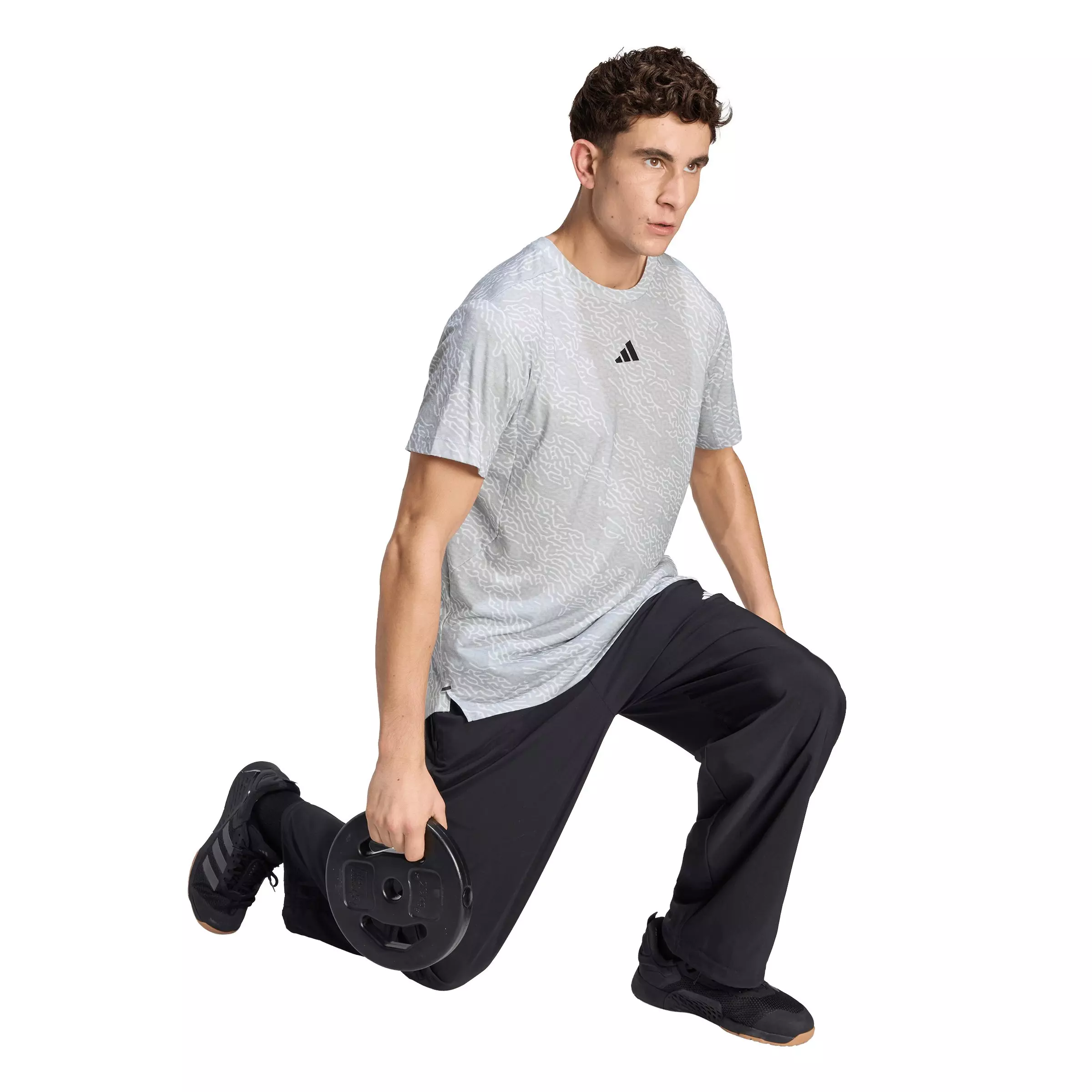 adidas Men's D4T PrimeLift All Over Print T-Shirt - Light Green/White - LIGHT GREEN/WHITE