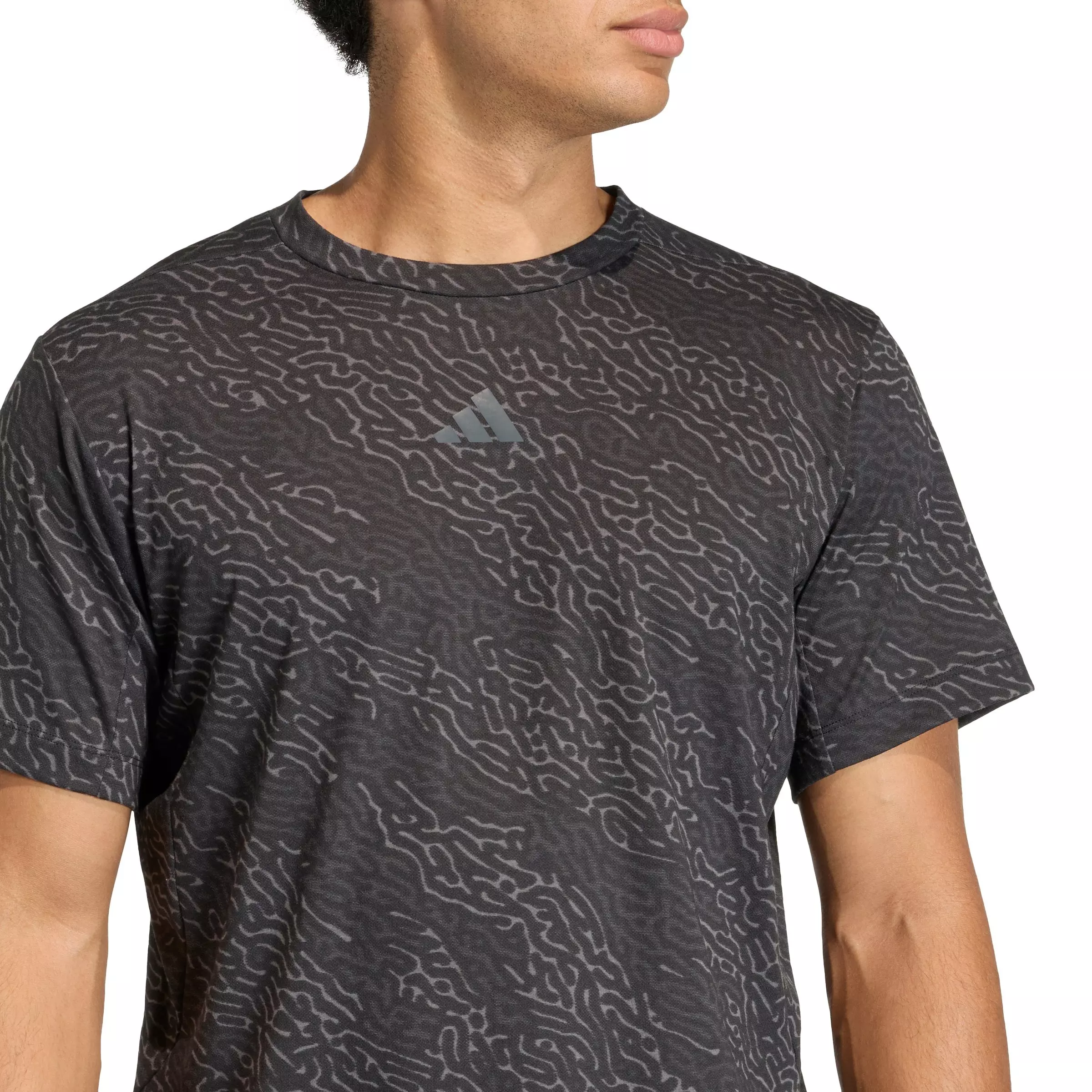 adidas Men's D4T PrimeLift All Over Print T-Shirt - Black/Grey - BLACK/GREY