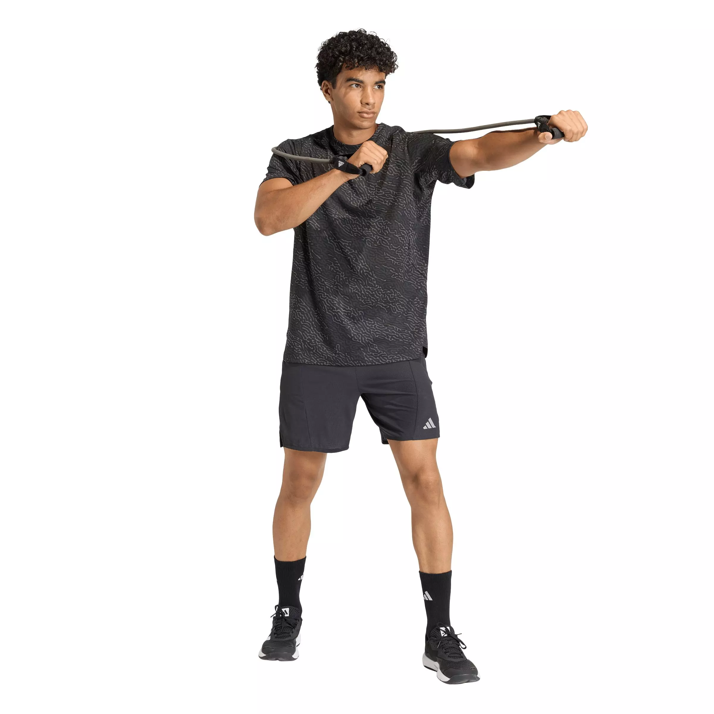 adidas Men's D4T PrimeLift All Over Print T-Shirt - Black/Grey - BLACK/GREY