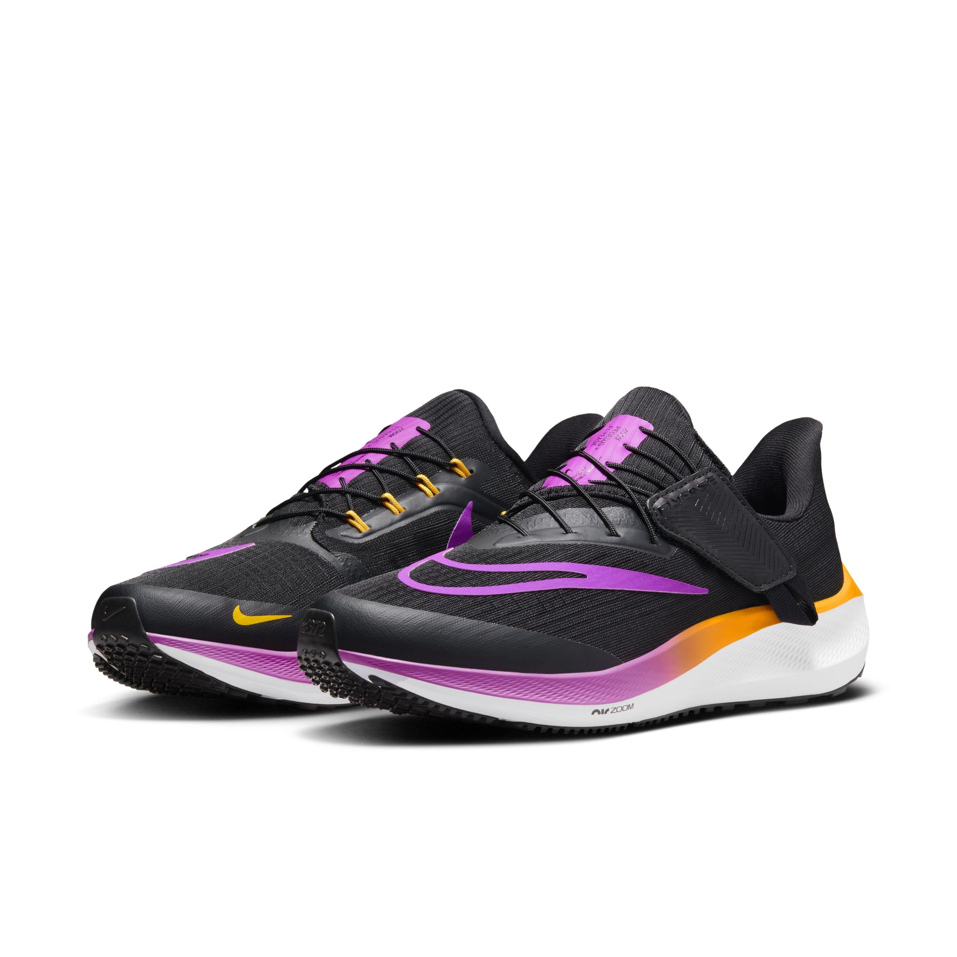 Nike Pegasus FlyEase "Black/Laser Orange/White/Hyper Violet" Women's Running Shoe - BLACK/ORANGE/WHITE/VIOLET Thumbnail View 3