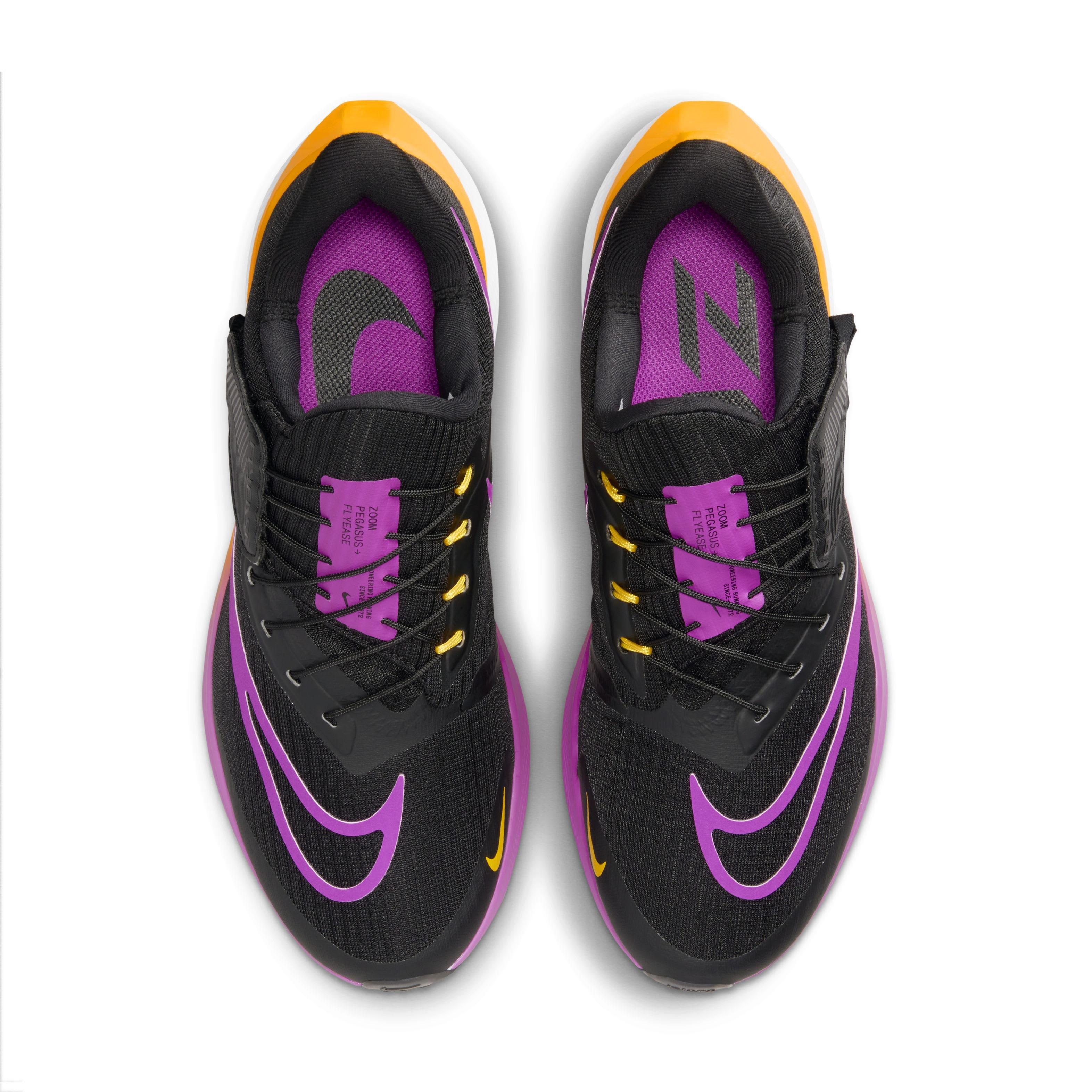 Nike Pegasus FlyEase "Black/Laser Orange/White/Hyper Violet" Women's Running Shoe - BLACK/ORANGE/WHITE/VIOLET Thumbnail View 4