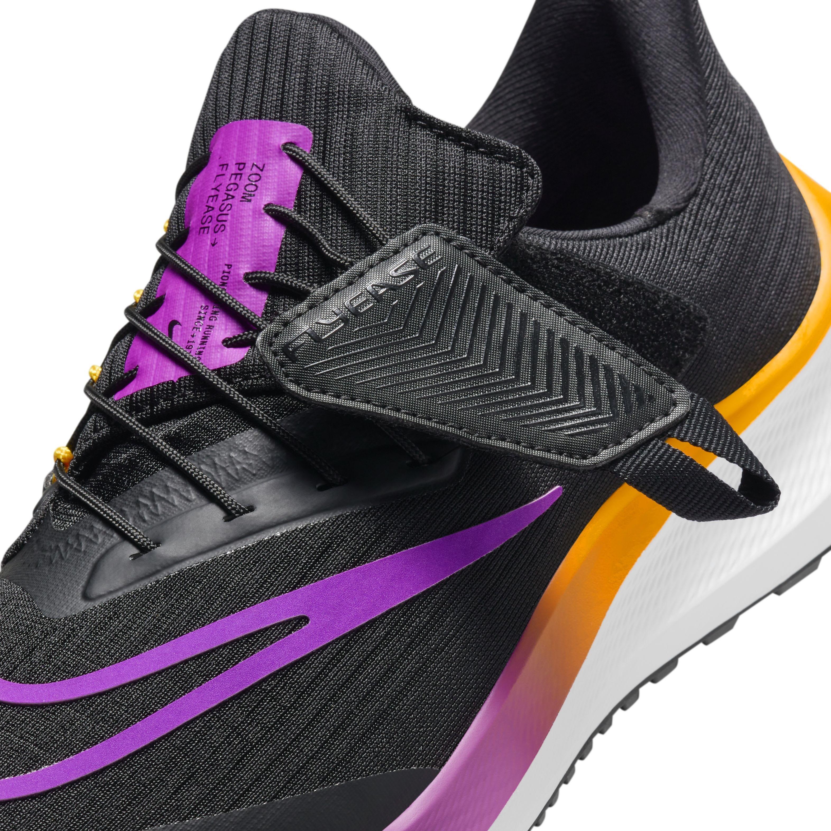 Nike Pegasus FlyEase "Black/Laser Orange/White/Hyper Violet" Women's Running Shoe - BLACK/ORANGE/WHITE/VIOLET Thumbnail View 7