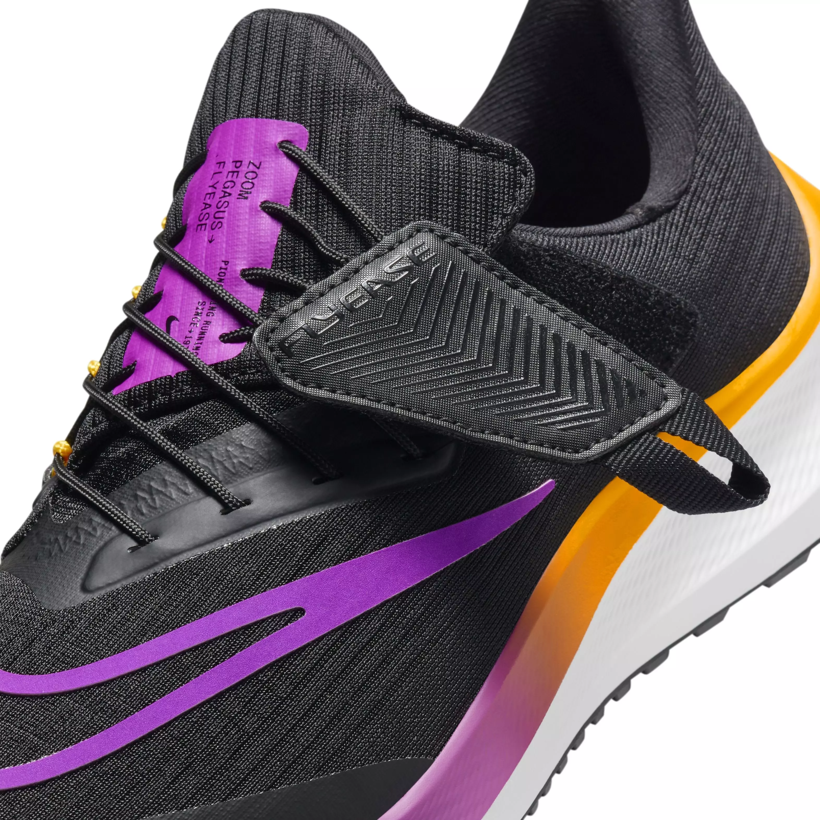 Nike Pegasus FlyEase "Black/Laser Orange/White/Hyper Violet" Women's Running Shoe - BLACK/ORANGE/WHITE/VIOLET