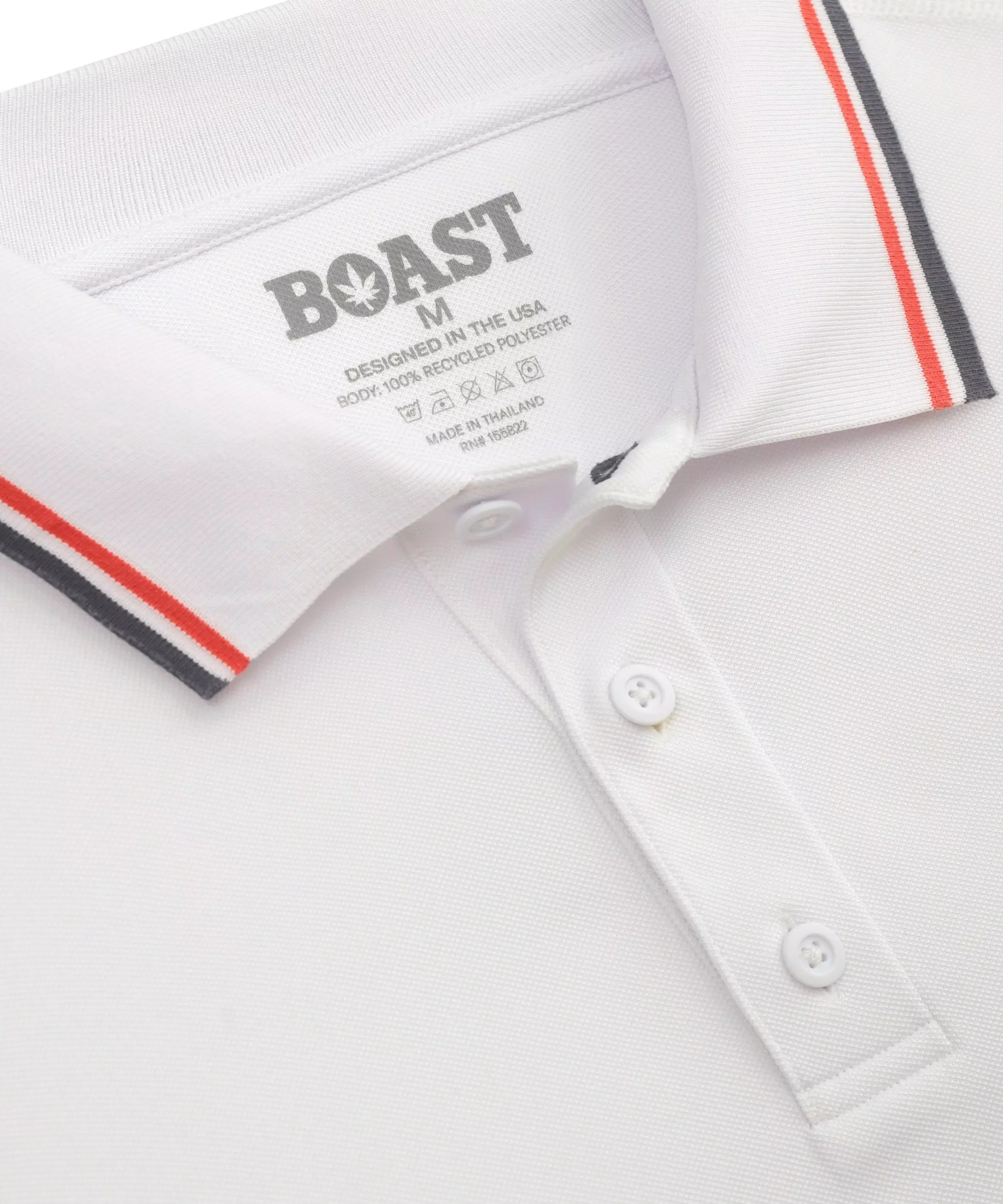 Boast Men's Tipped Match Polo 2.0 - White/Red/Navy - WHITE/RED/NAVY