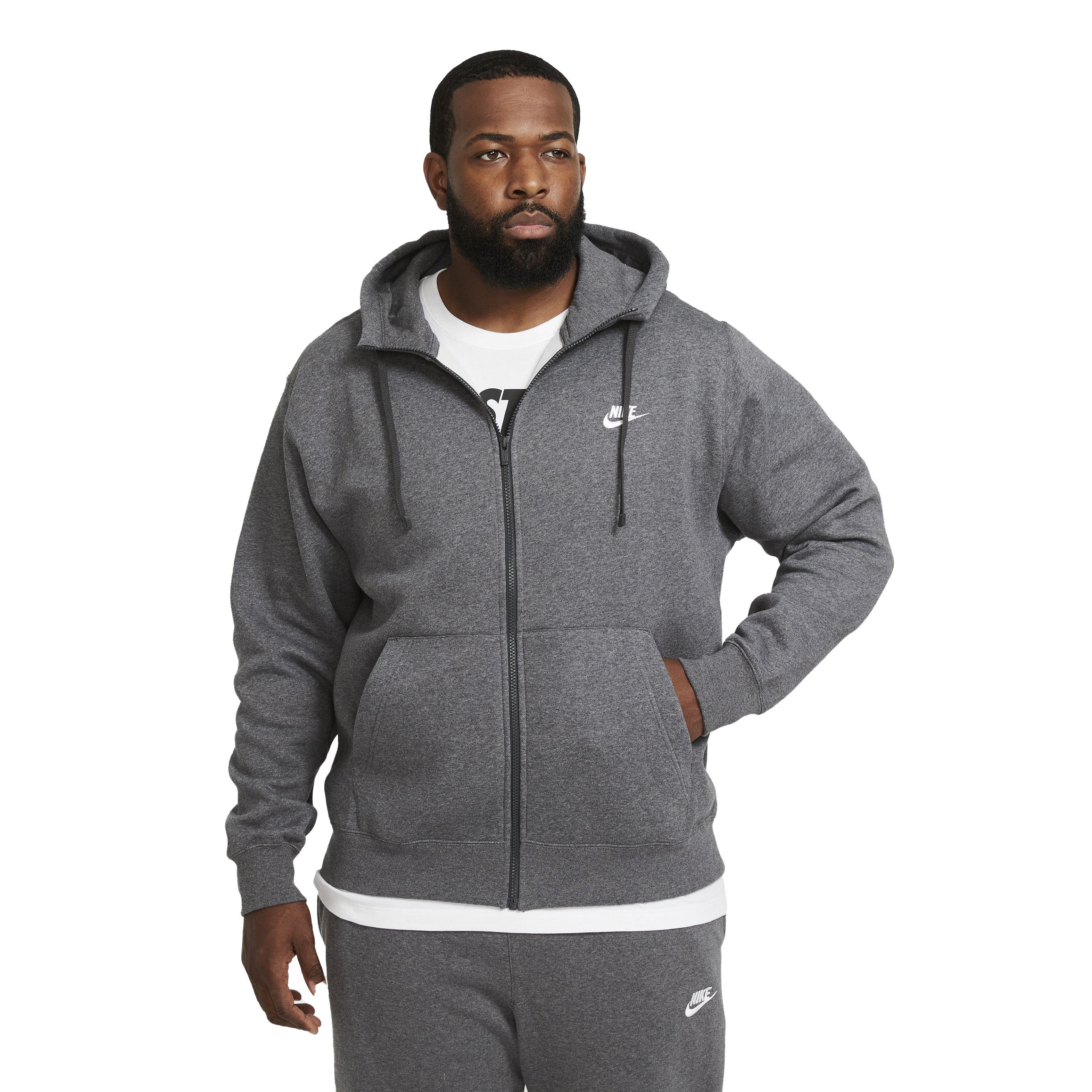 Nike Men's Sportswear Club Full-Zip Hoodie - GREY Thumbnail View 5