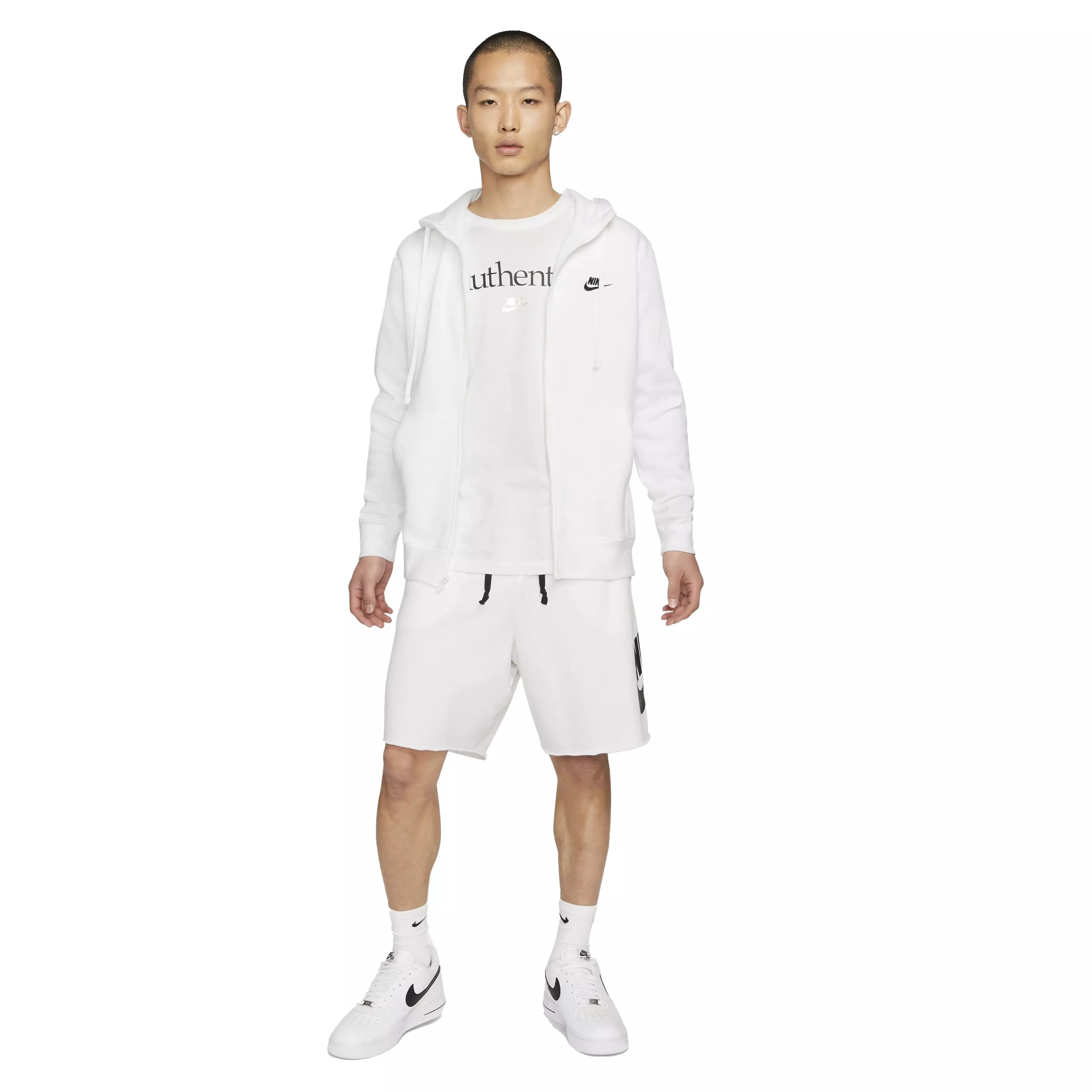 Nike Men's Sportswear Club Full-Zip Hoodie - WHITE