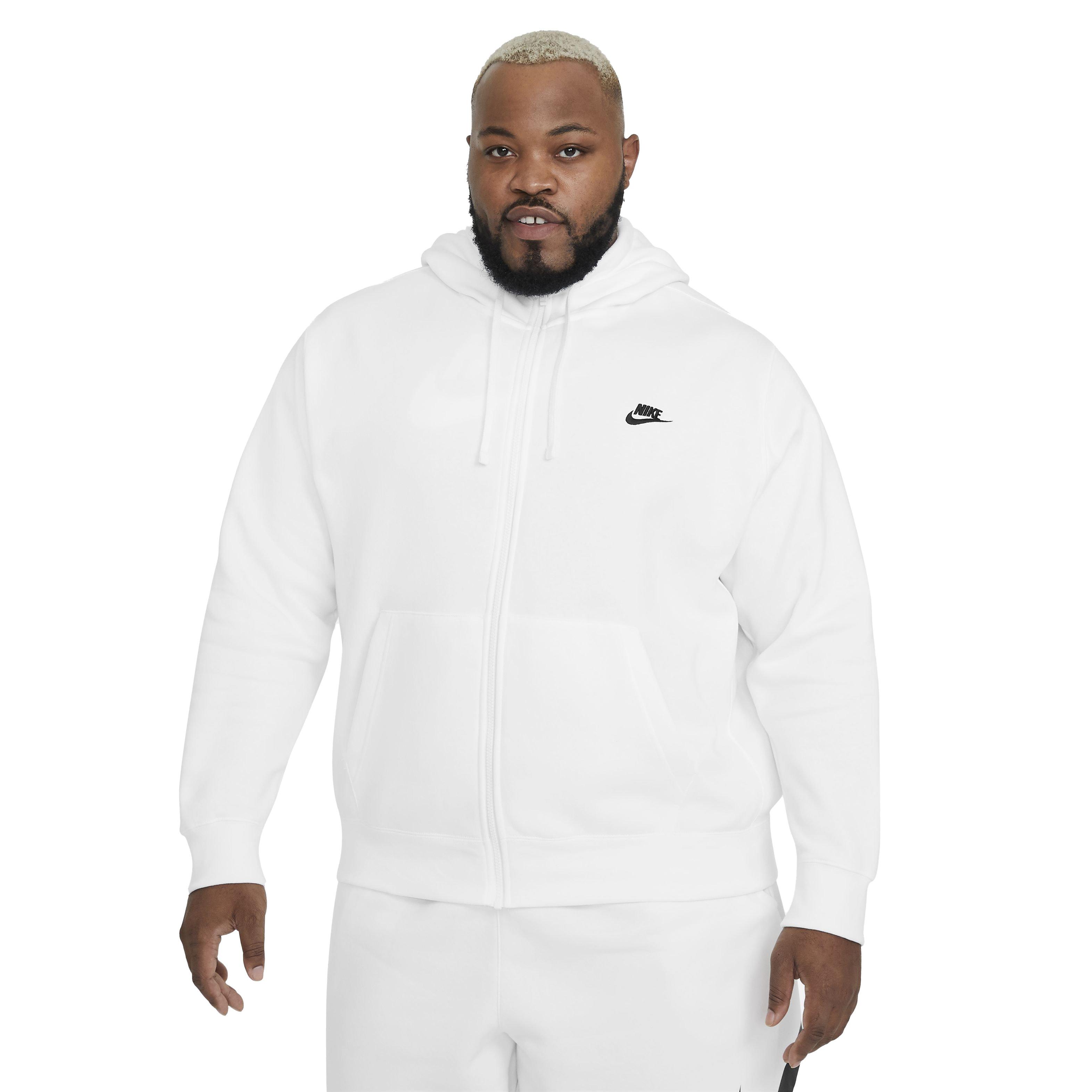 Nike Men's Sportswear Club Full-Zip Hoodie - WHITE Thumbnail View 5