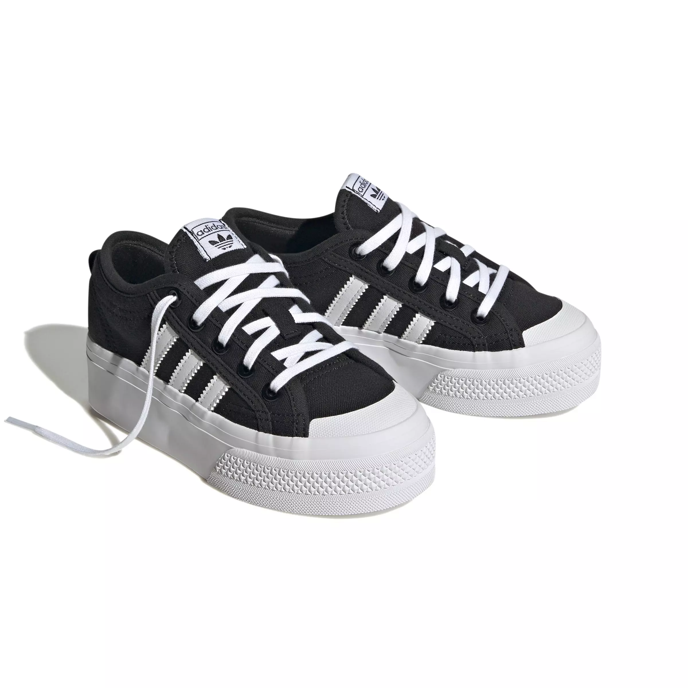 adidas Originals Nizza Platform "Core Black/Ftwr White/Core Black" Preschool Girls' Shoe - BLACK/WHITE/BLACK