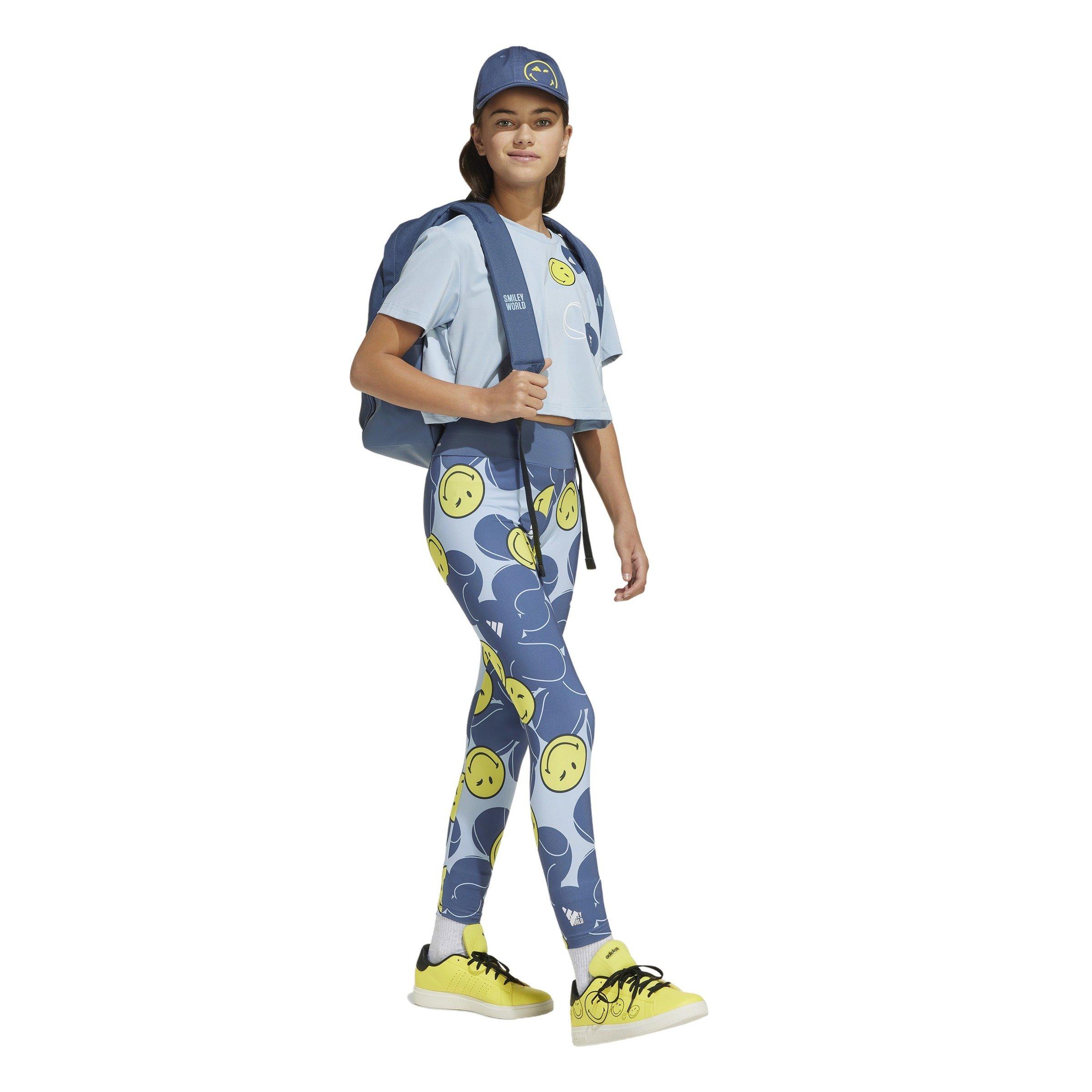 adidas x Smileyworld Big Girls' Blue Training Leggings