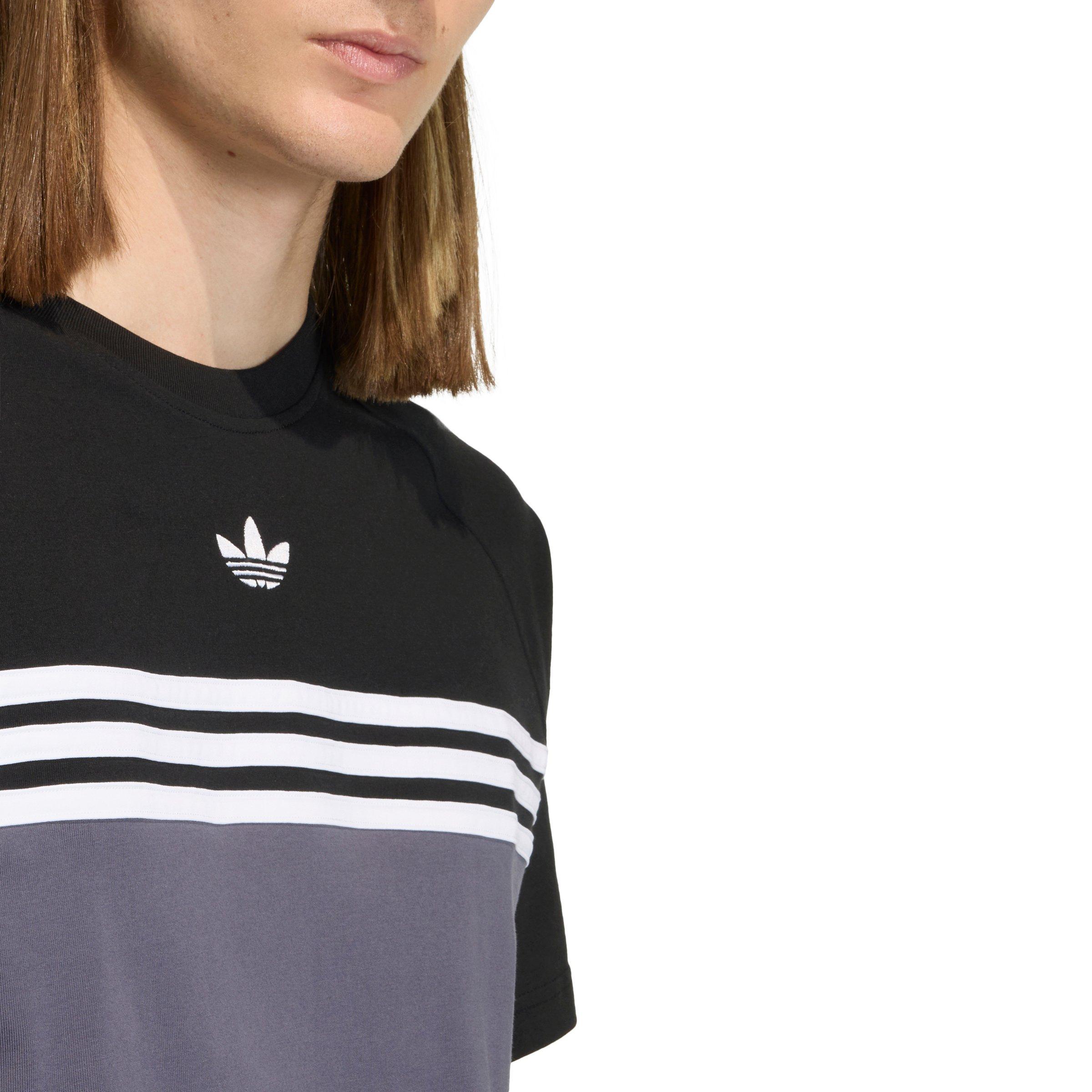 adidas Originals Men's Chest Stripes Tee - Grey/Black - GREY/BLACK Thumbnail View 3