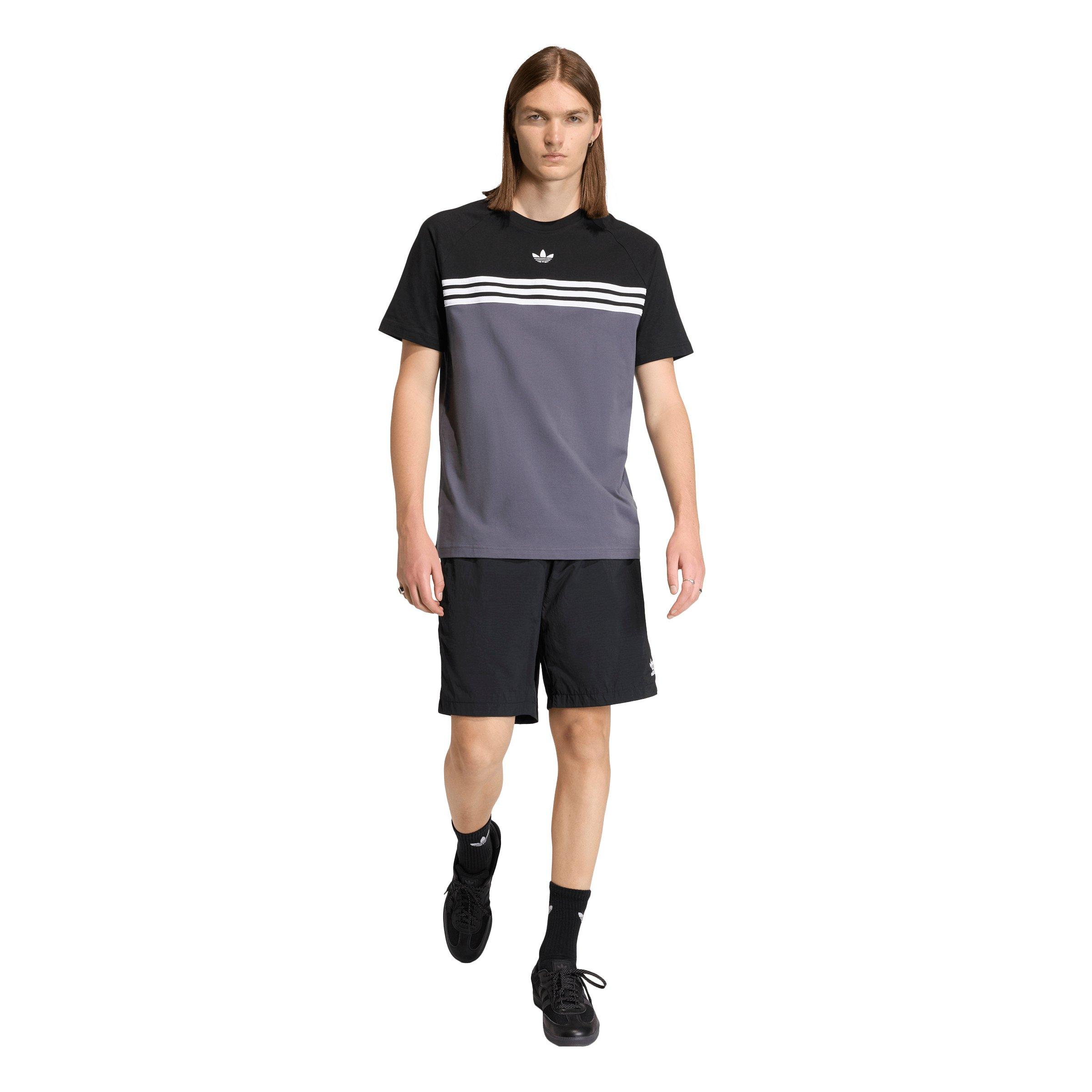 adidas Originals Men's Chest Stripes Tee - Grey/Black - GREY/BLACK Thumbnail View 5