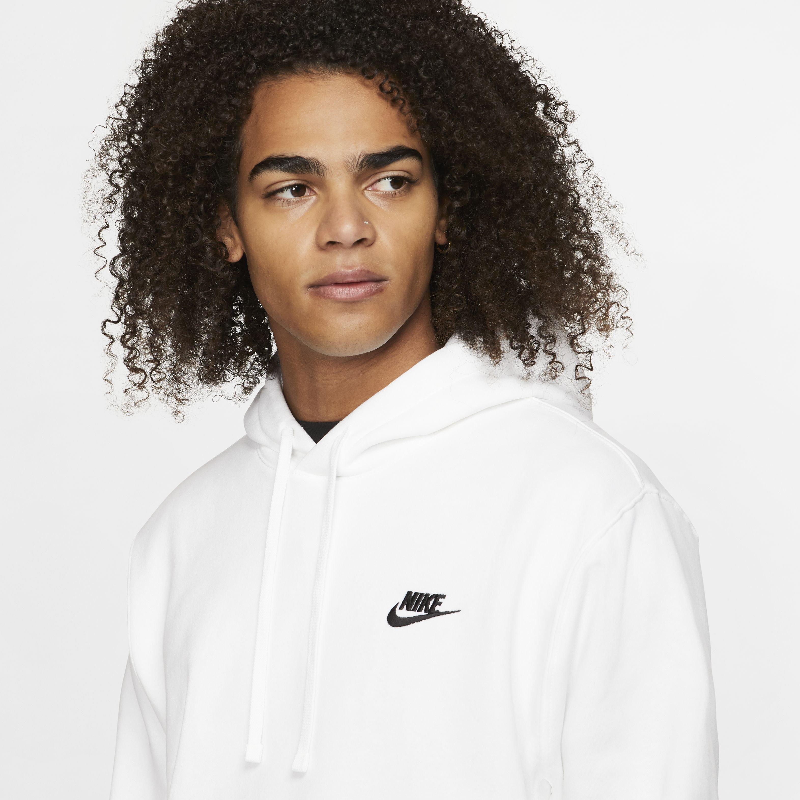 Nike Men's Sportswear Club BB Pullover Hoodie - WHITE Thumbnail View 5