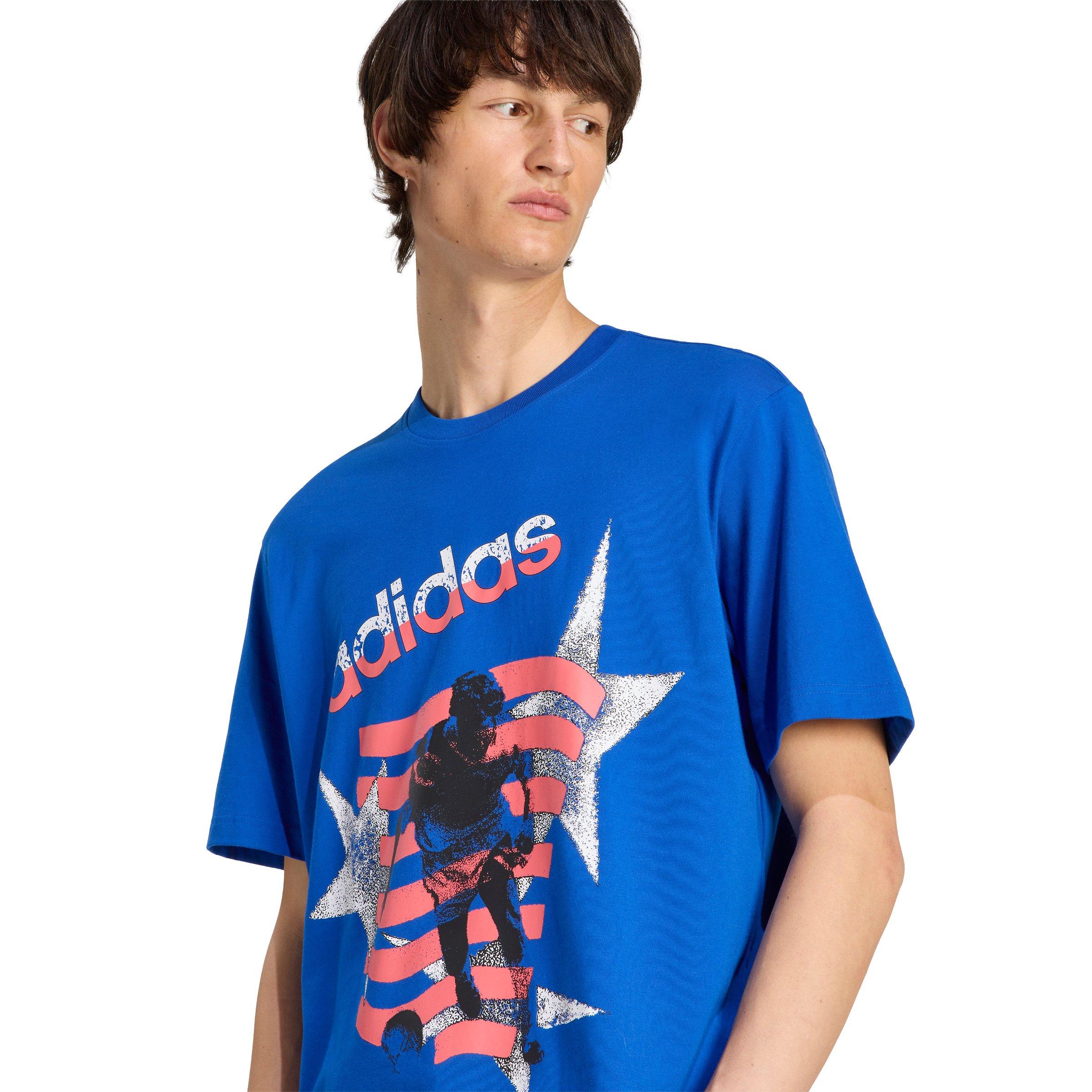 adidas Originals Men's Archive Football Stars Graphic T-Shirt - Blue - BLUE Thumbnail View 3