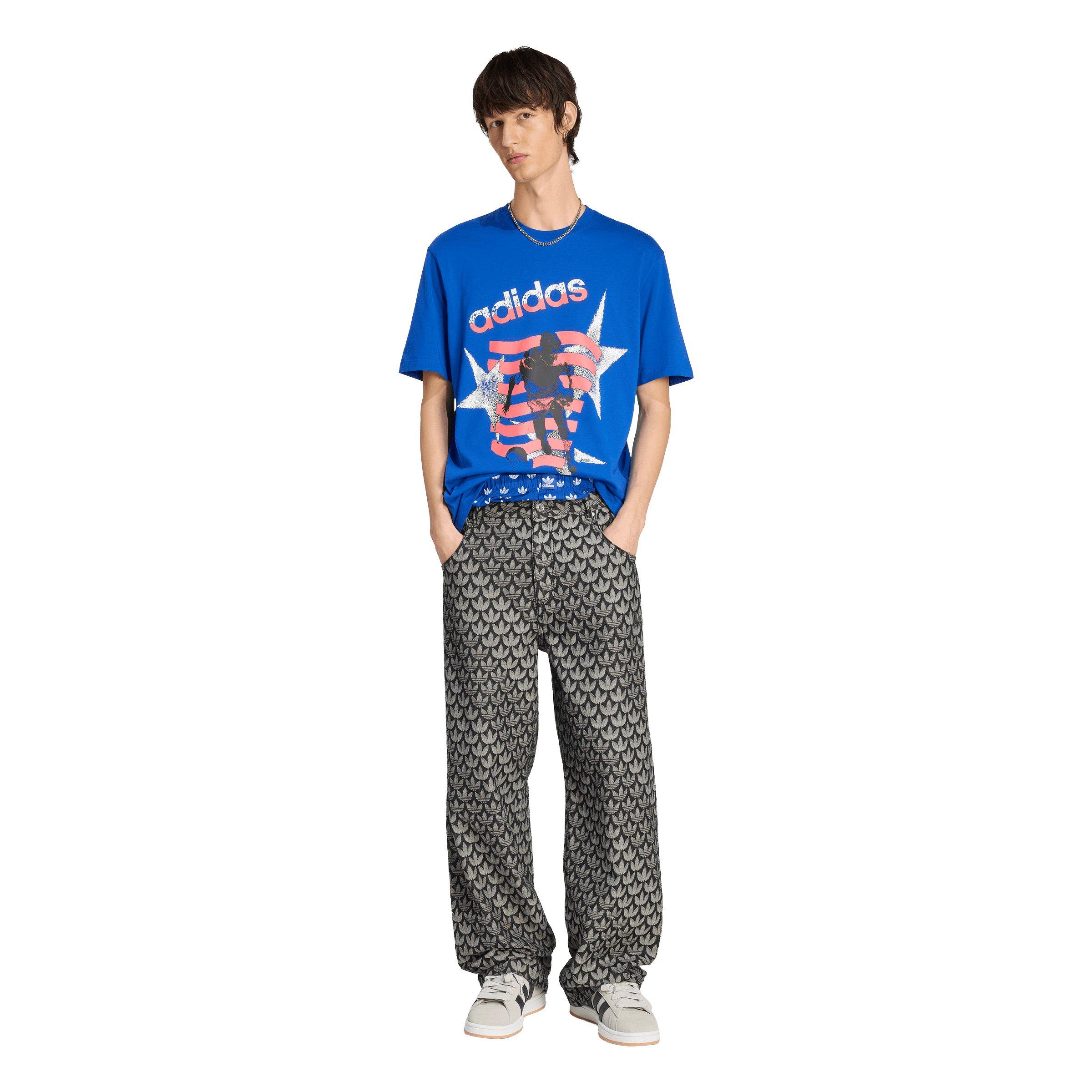 adidas Originals Men's Archive Football Stars Graphic T-Shirt - Blue - BLUE Thumbnail View 5