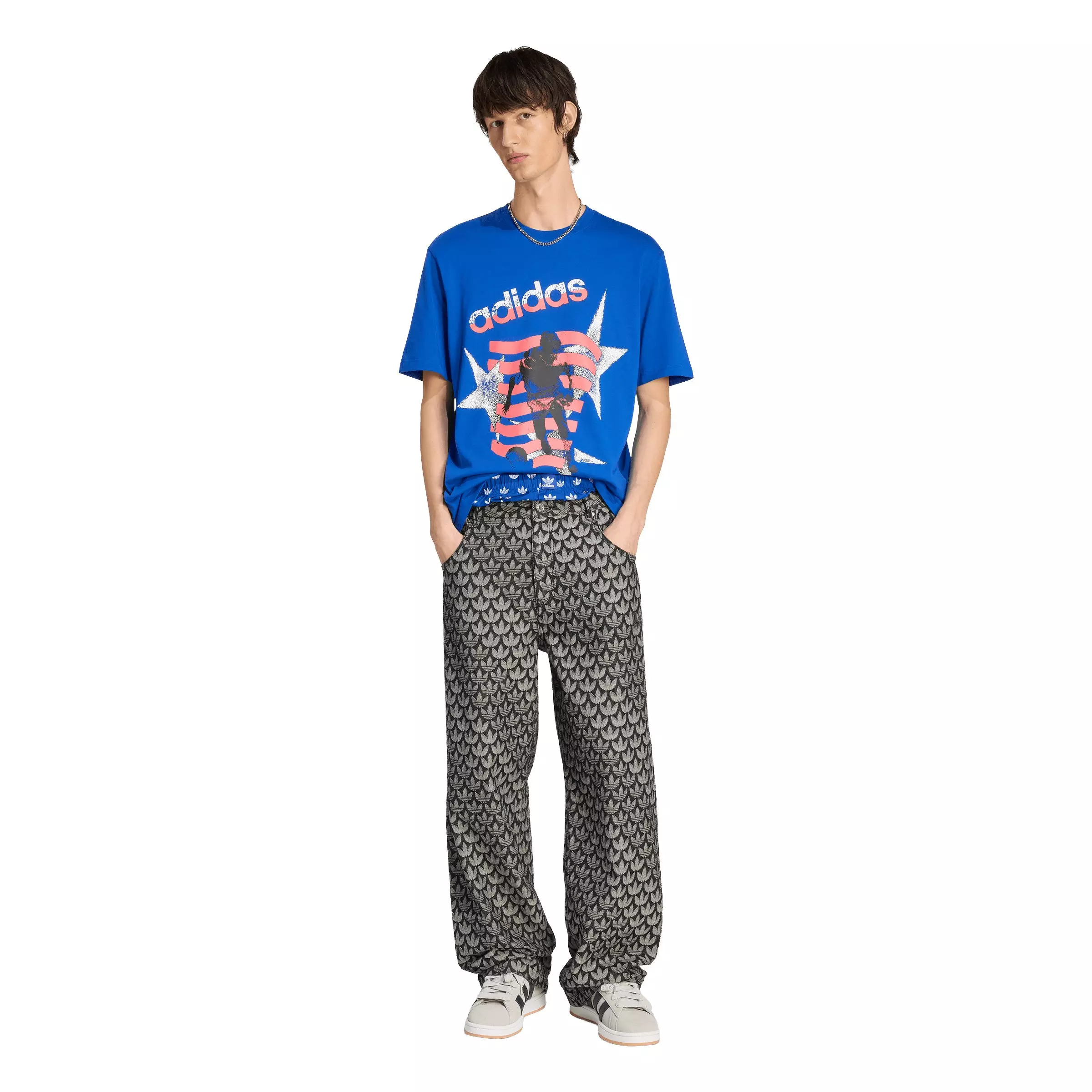 adidas Originals Men's Archive Football Stars Graphic T-Shirt - Blue - BLUE