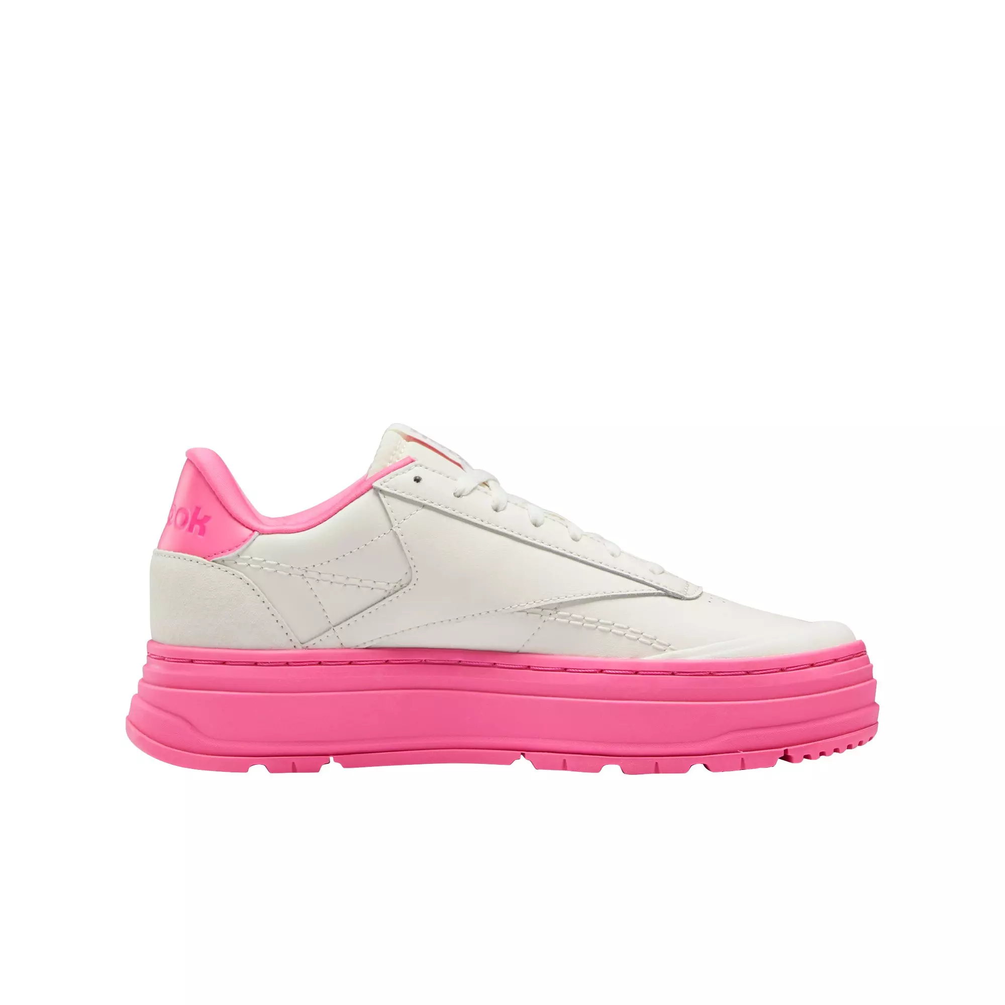 Reebok Club C Double Geo "Chalk/Atomic Pink" Women's Shoe - WHITE/PINK