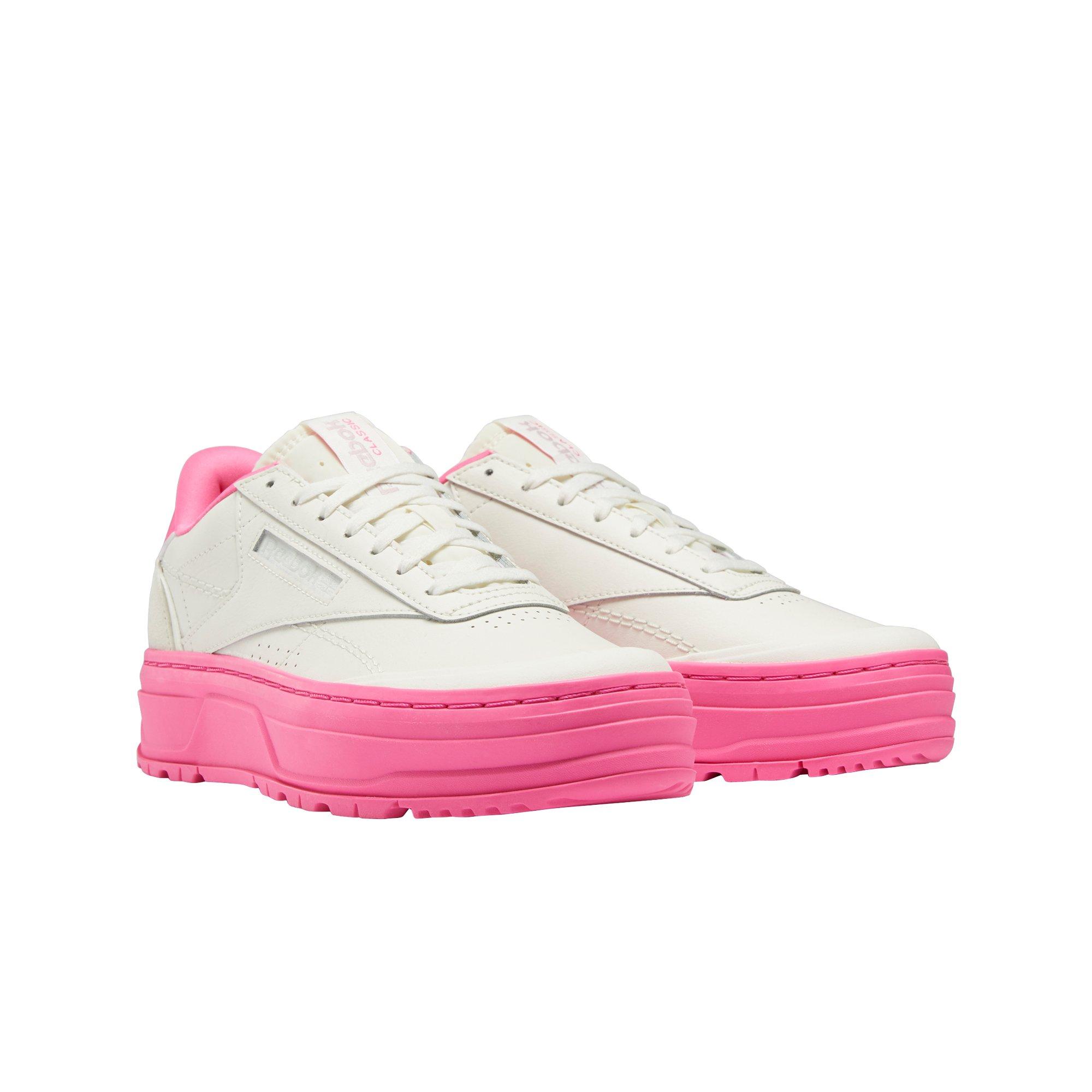 Reebok Club C Double Geo "Chalk/Atomic Pink" Women's Shoe - WHITE/PINK Thumbnail View 3