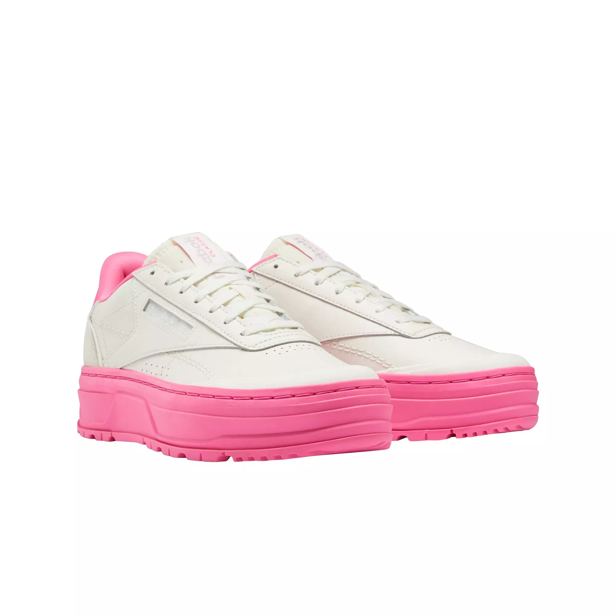 Reebok Club C Double Geo "Chalk/Atomic Pink" Women's Shoe - WHITE/PINK