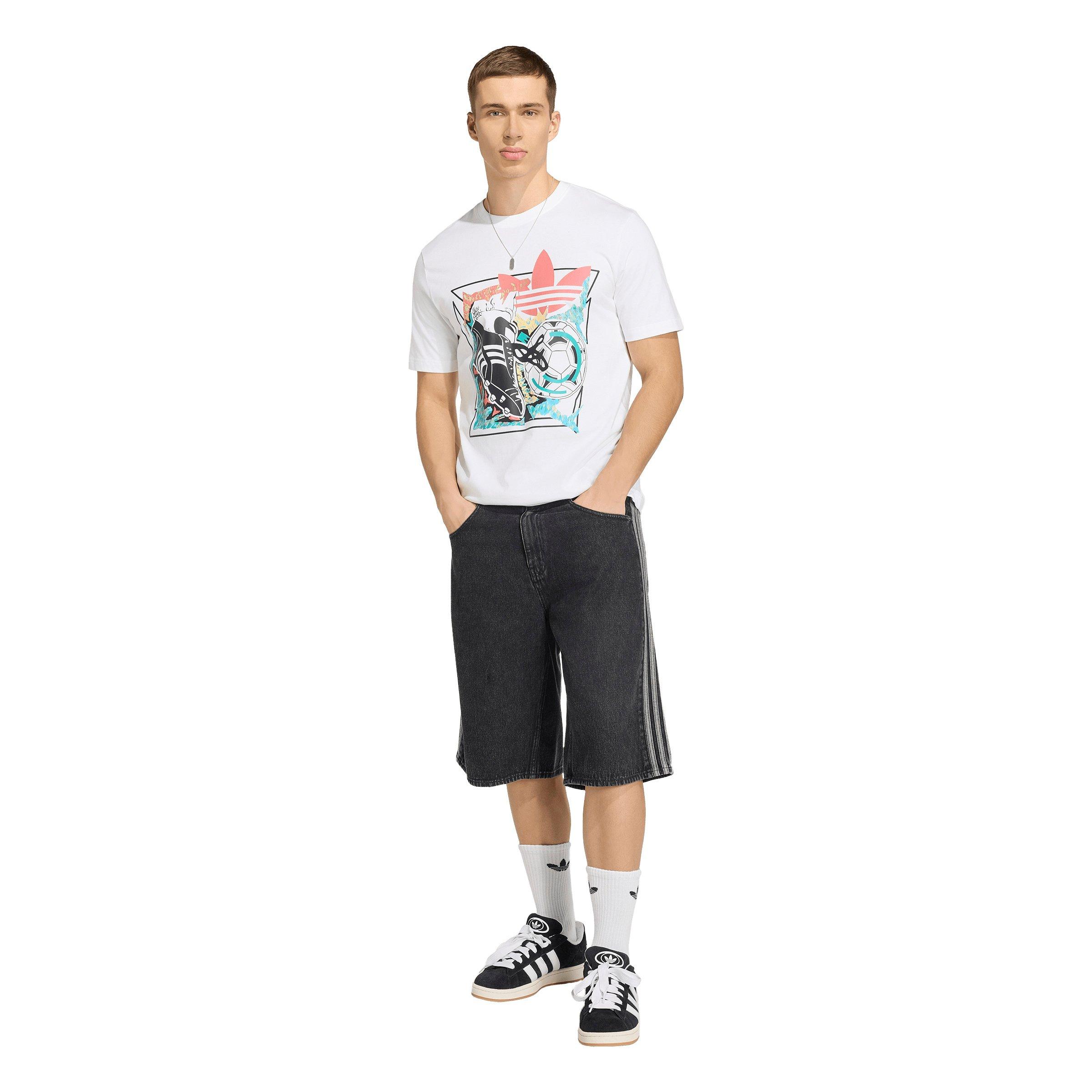 adidas Originals Men's Archive Anime Football Graphic Tee - White - WHITE Thumbnail View 5