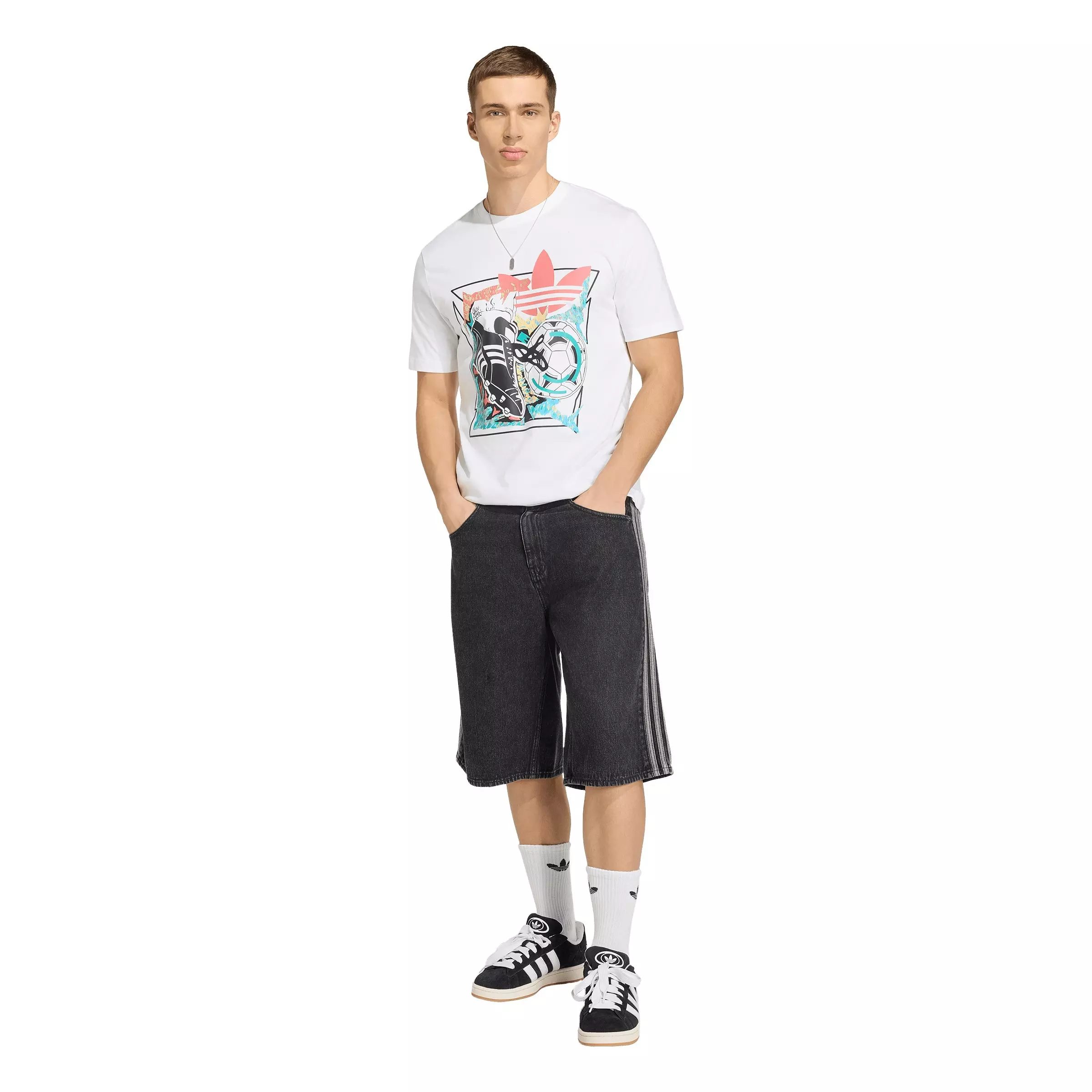 adidas Originals Men's Archive Anime Football Graphic Tee - White - WHITE