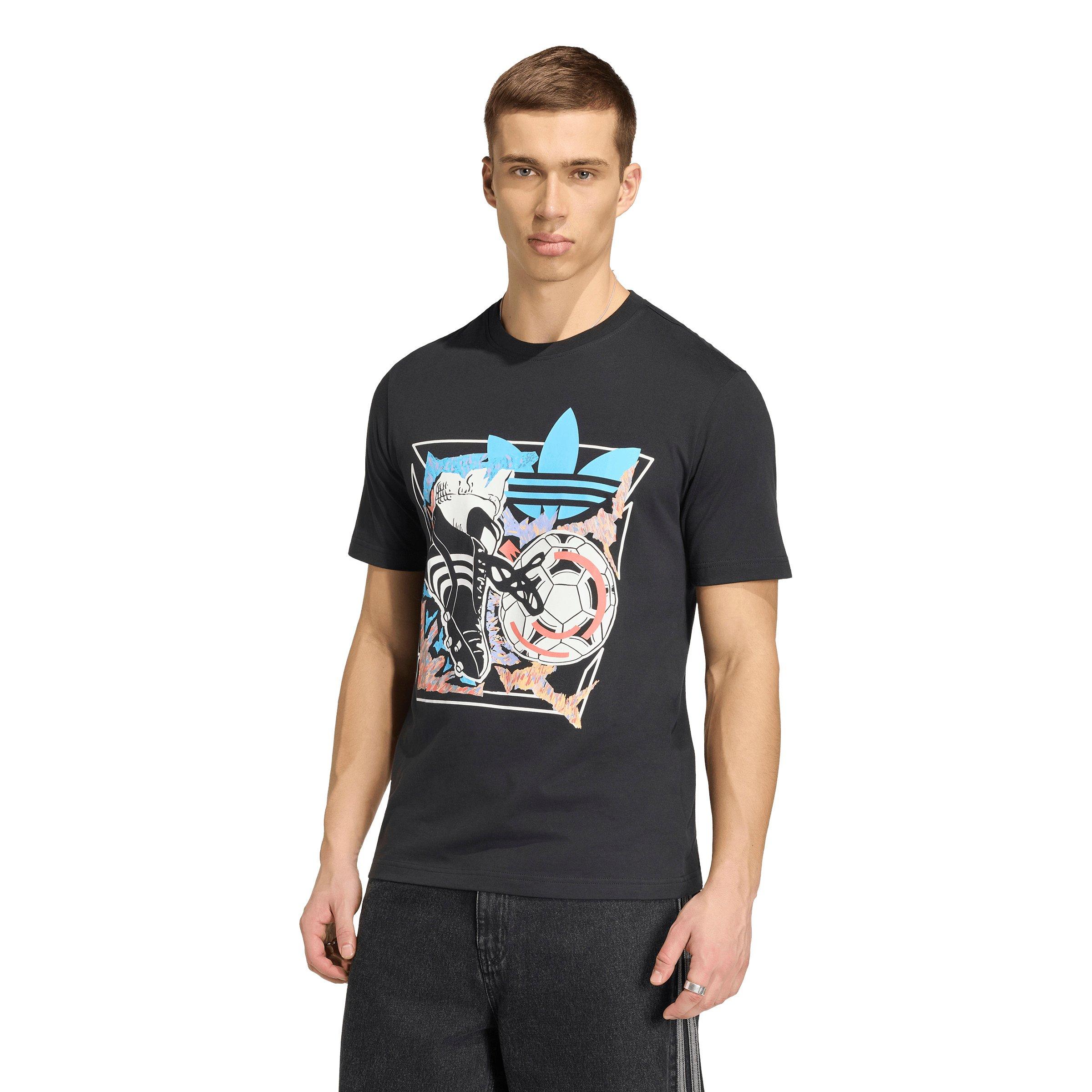 adidas Originals Men's Archive Anime Football Graphic Tee - Black - BLACK Thumbnail View 1