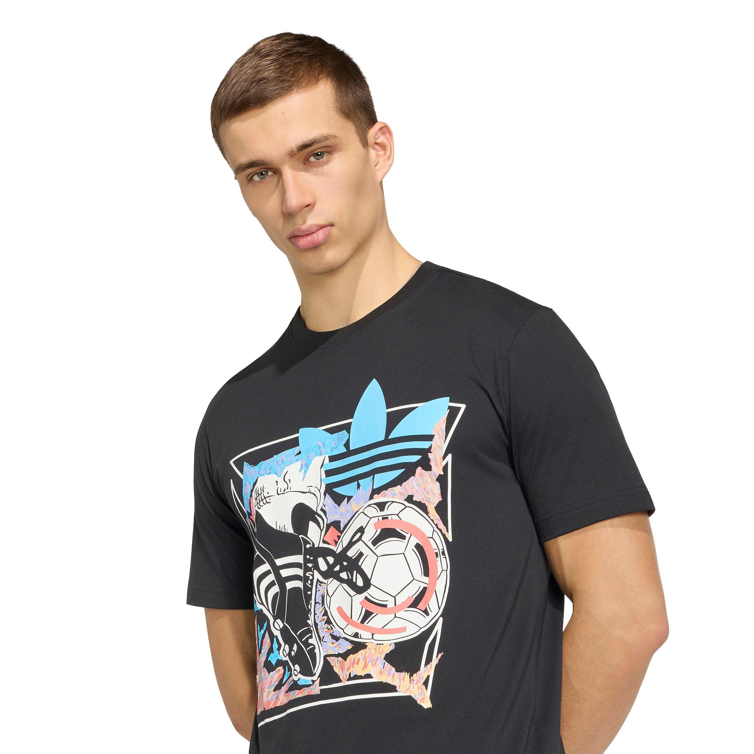adidas Originals Men's Archive Anime Football Graphic Tee - Black - BLACK Thumbnail View 3