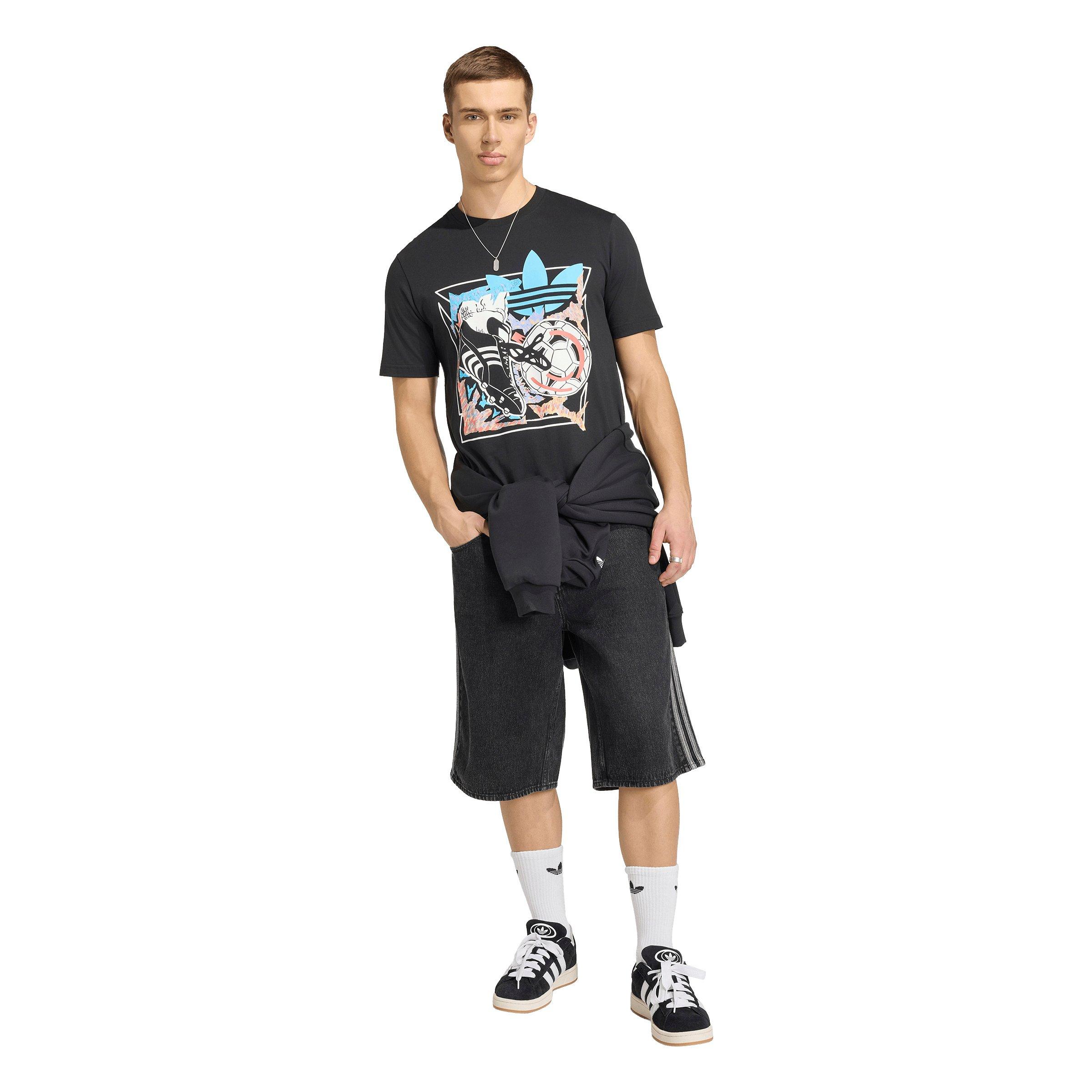 adidas Originals Men's Archive Anime Football Graphic Tee - Black - BLACK Thumbnail View 5