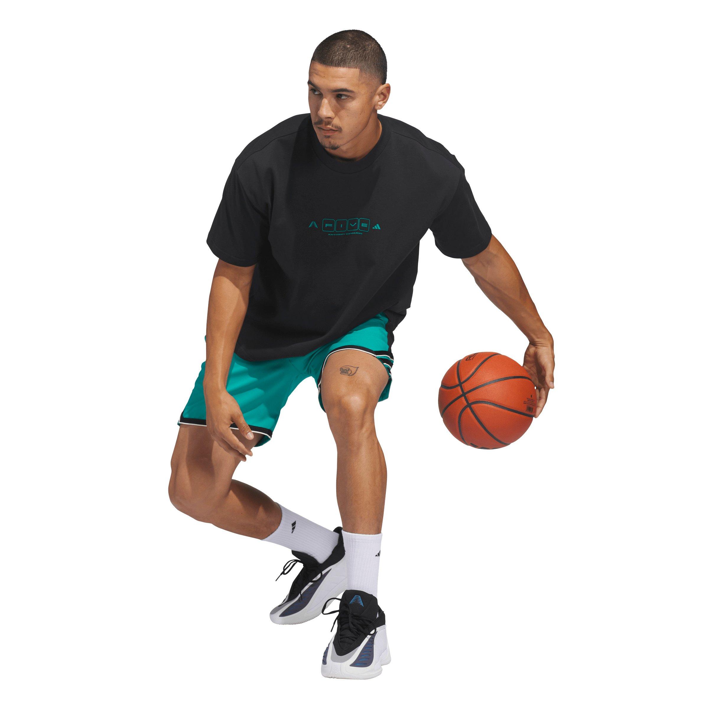 adidas Men's Anthony Edwards World Of 5 T-Shirt - Black/Green - BLACK/GREEN Thumbnail View 5