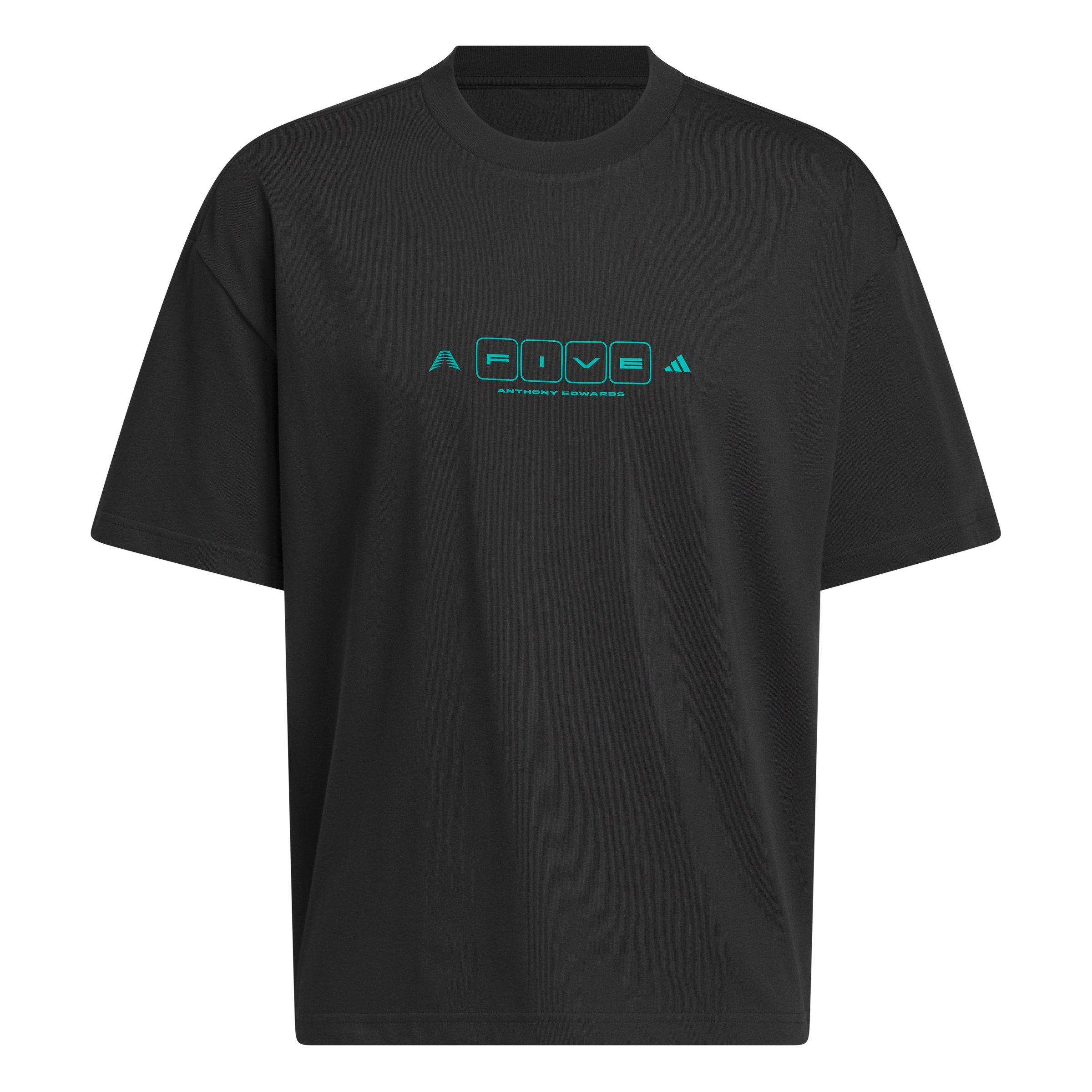 adidas Men's Anthony Edwards World Of 5 T-Shirt - Black/Green - BLACK/GREEN Thumbnail View 6