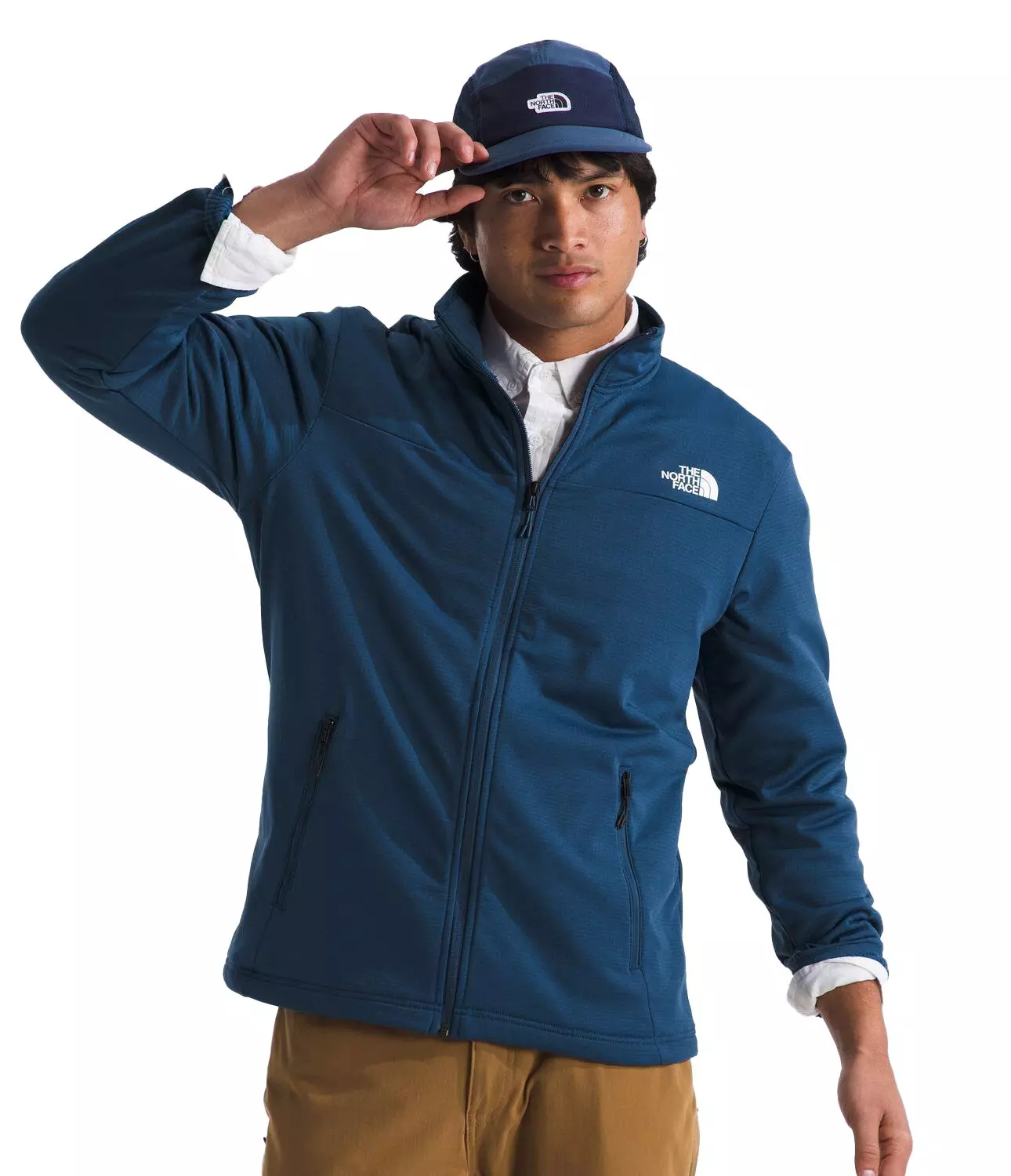 The North Face Men's Cedar Trail Grid Fleece Full-Zip Jacket -Blue - BLUE