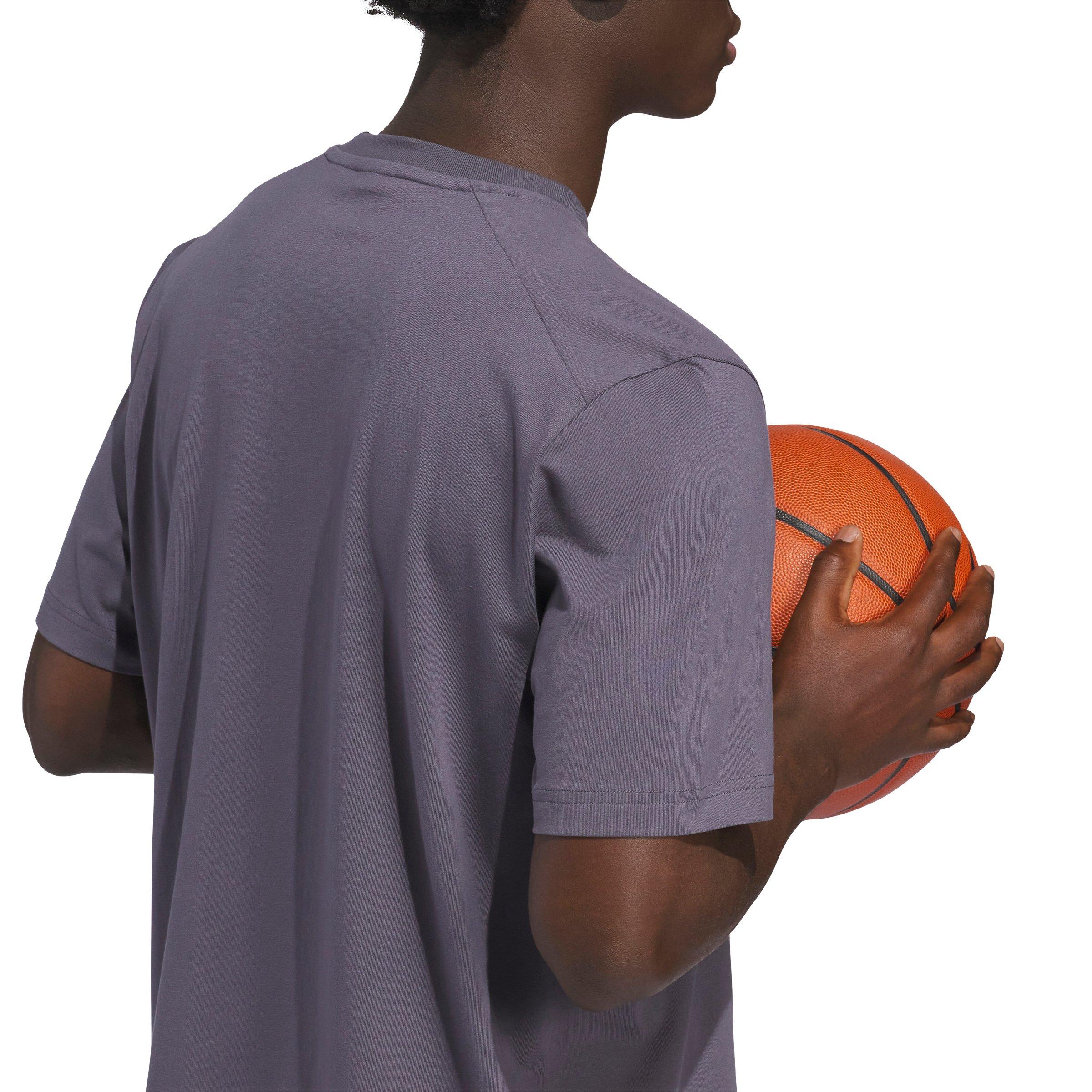 adidas Men's Basketball Graphic Tee -Dk Grey - DK GREY Thumbnail View 4