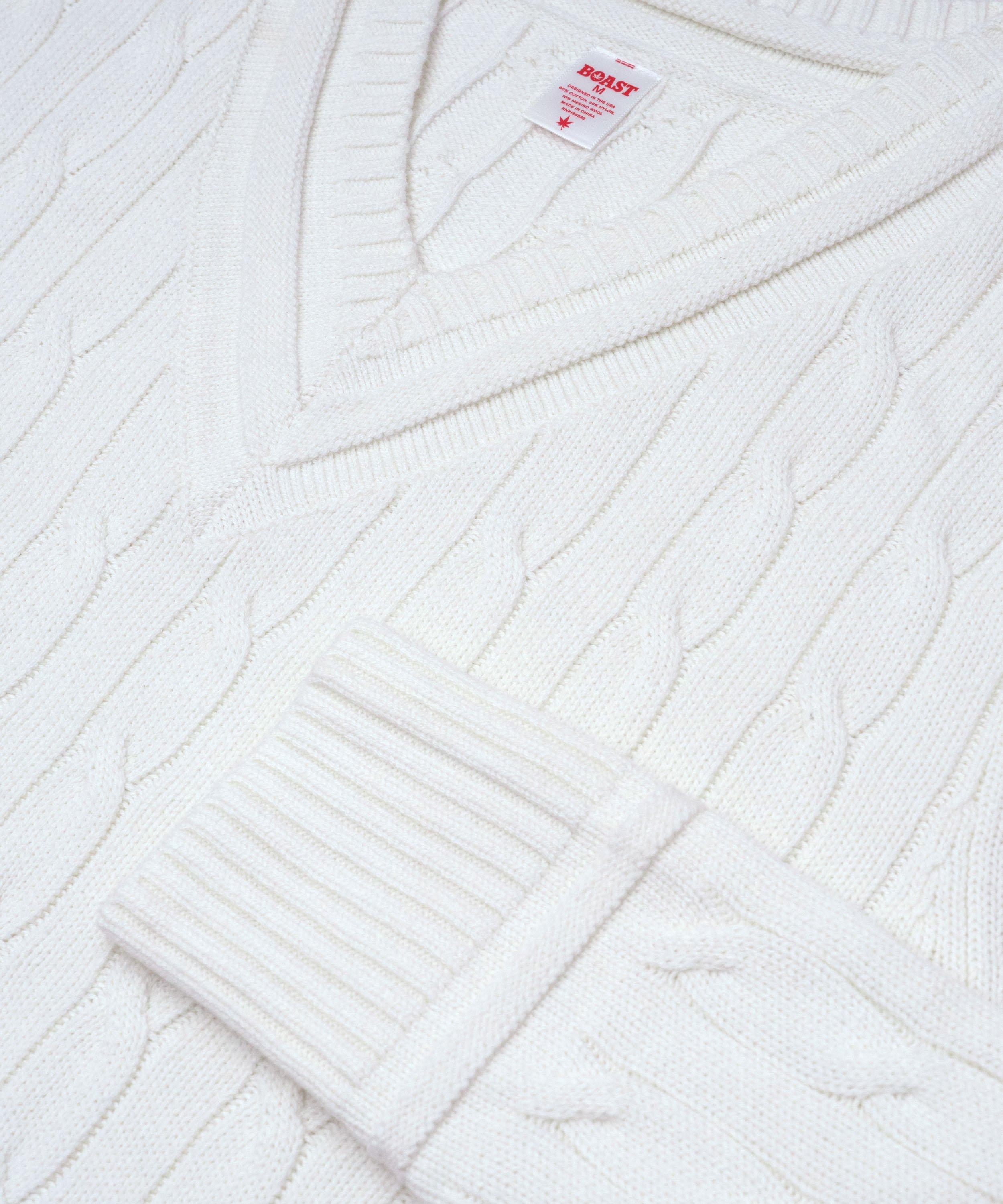 Boast Men's Cable-Knit Sweater - White - WHITE