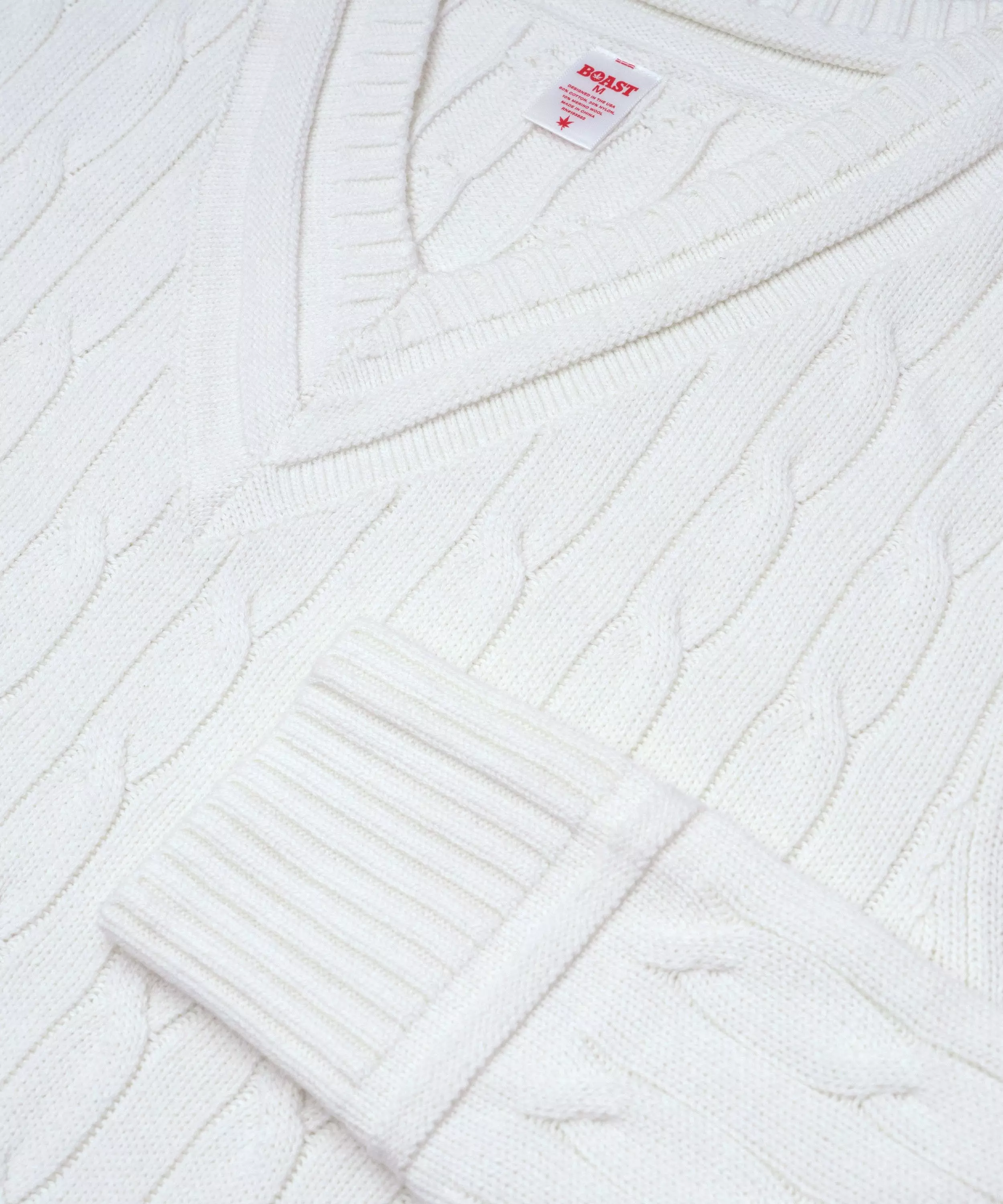 Boast Men's Cable-Knit Sweater - White - WHITE