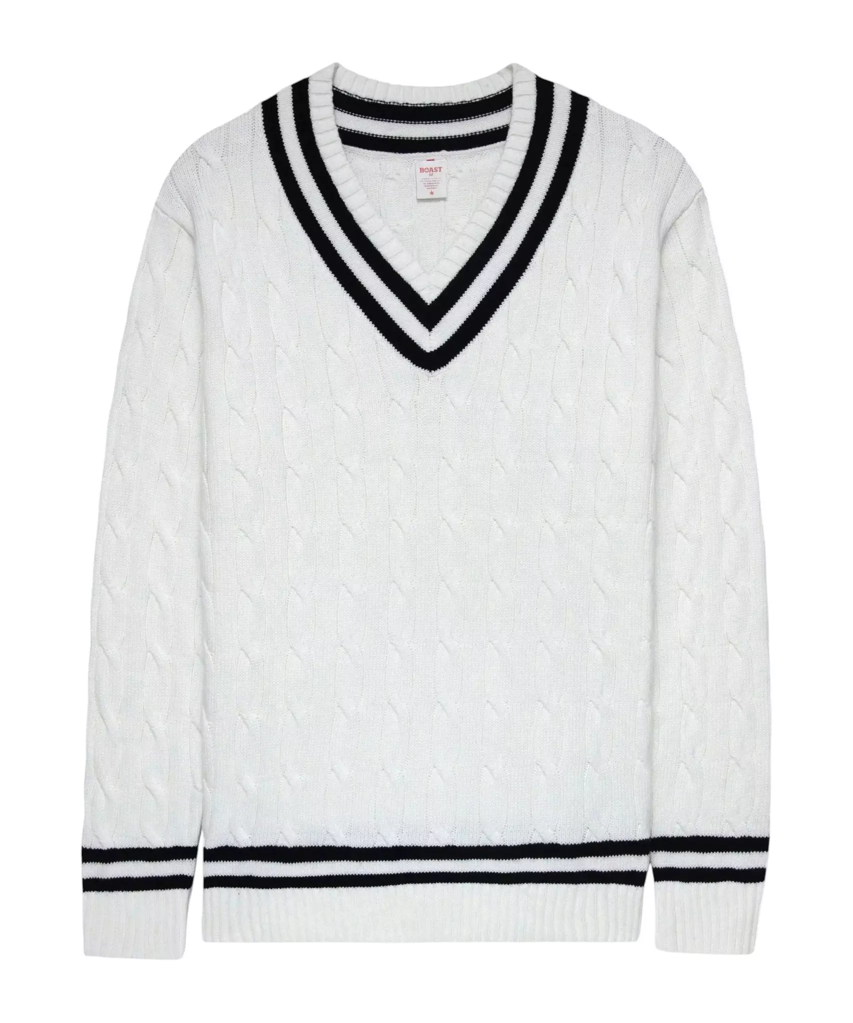 Boast Men's Cable-Knit Sweater - White/Navy - WHITE/NAVY