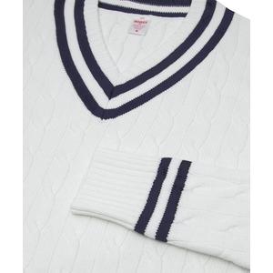 Boast Men's Cable-Knit Sweater - White/Navy - WHITE/NAVY