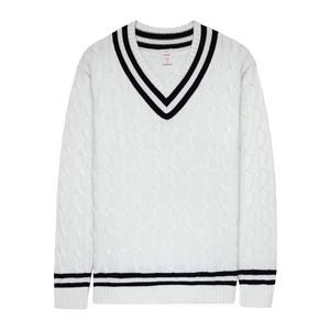 Boast Men's Cable-Knit Sweater - White/Navy - WHITE/NAVY